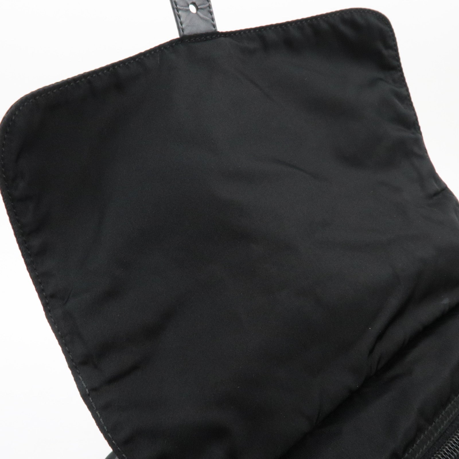 PRADA Nylon Leather Shoulder Bag Black