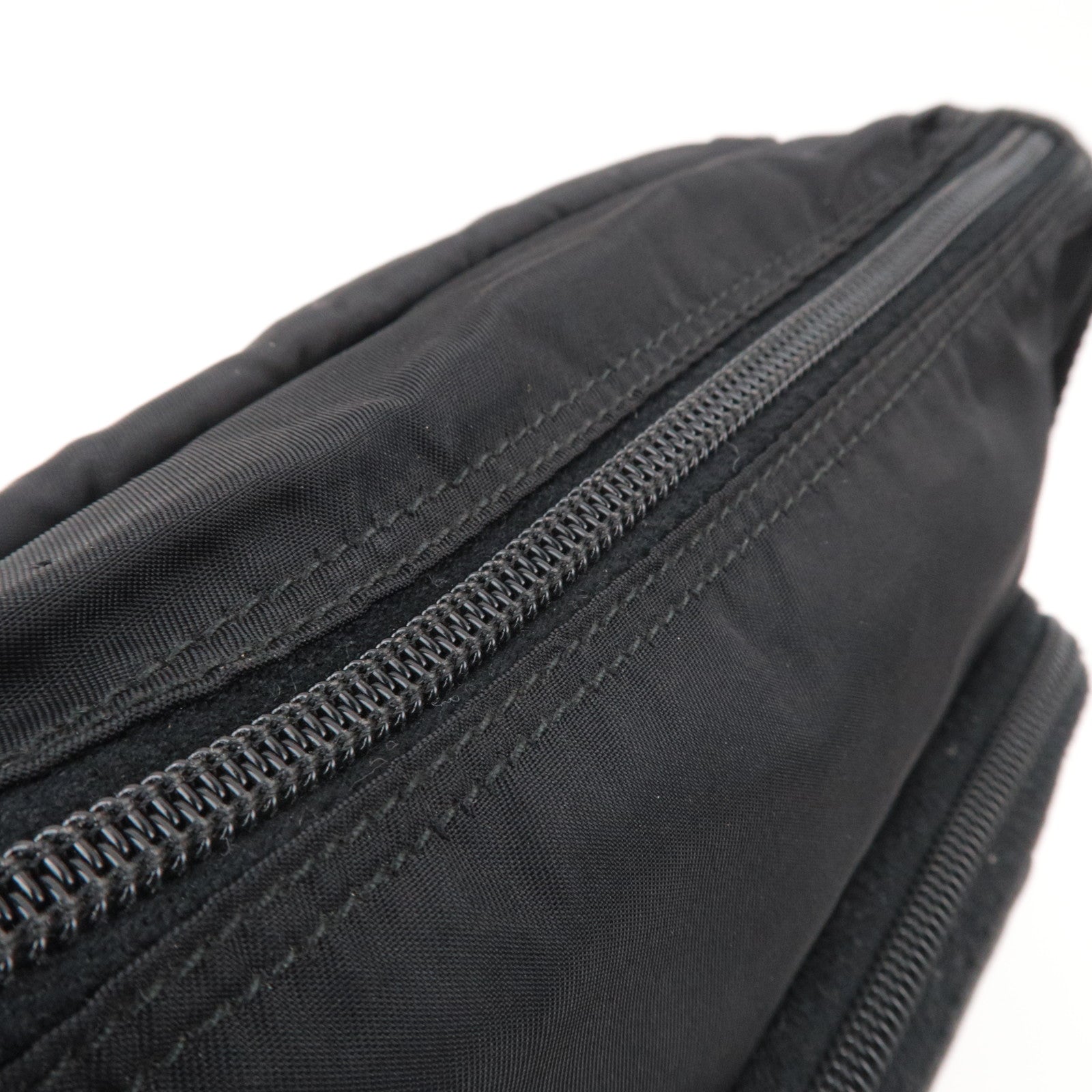 PRADA Nylon Leather Shoulder Bag Black