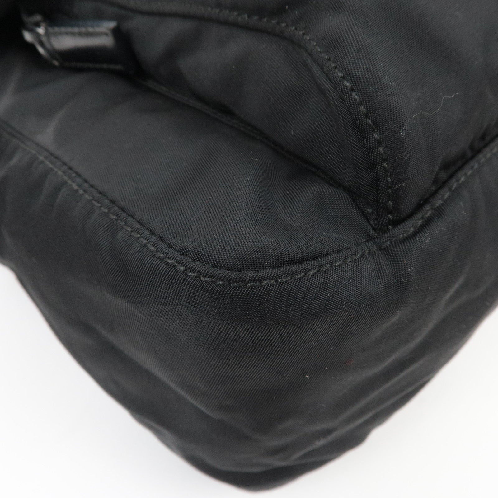 PRADA Nylon Leather Shoulder Bag Black