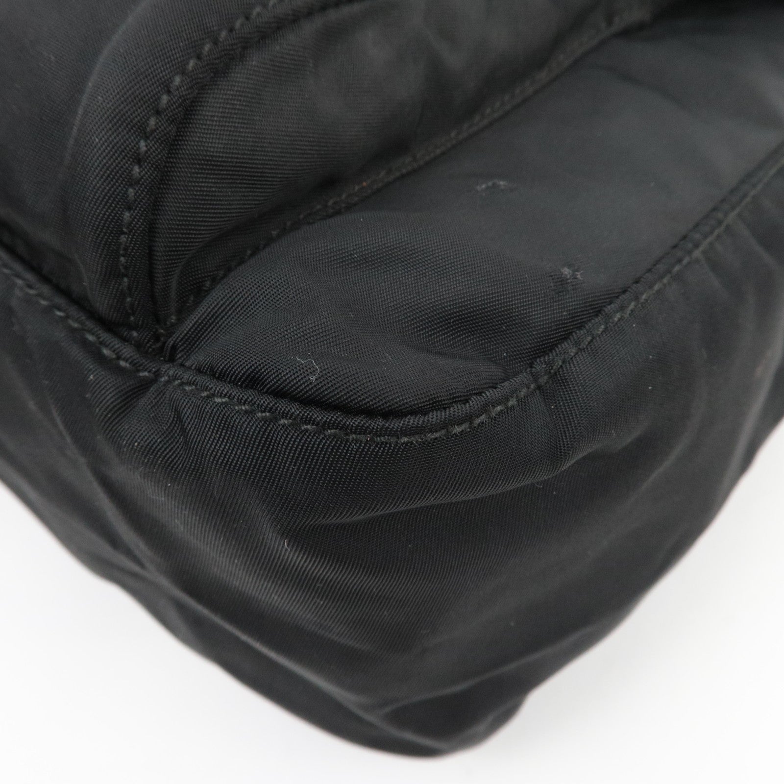 PRADA Nylon Leather Shoulder Bag Black