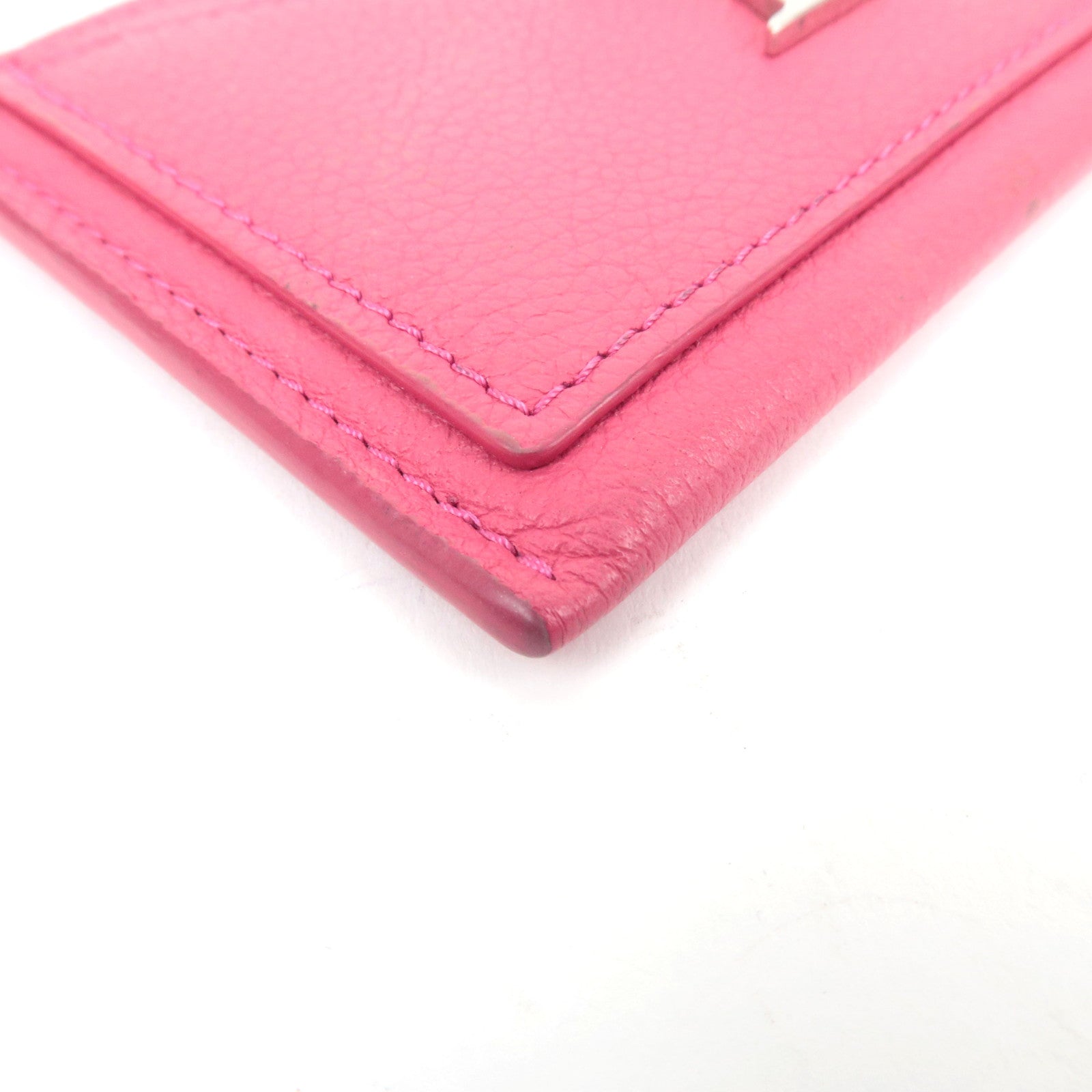 Louis Vuitton Porte Carte Lockme Leather Card Case Hot Pink