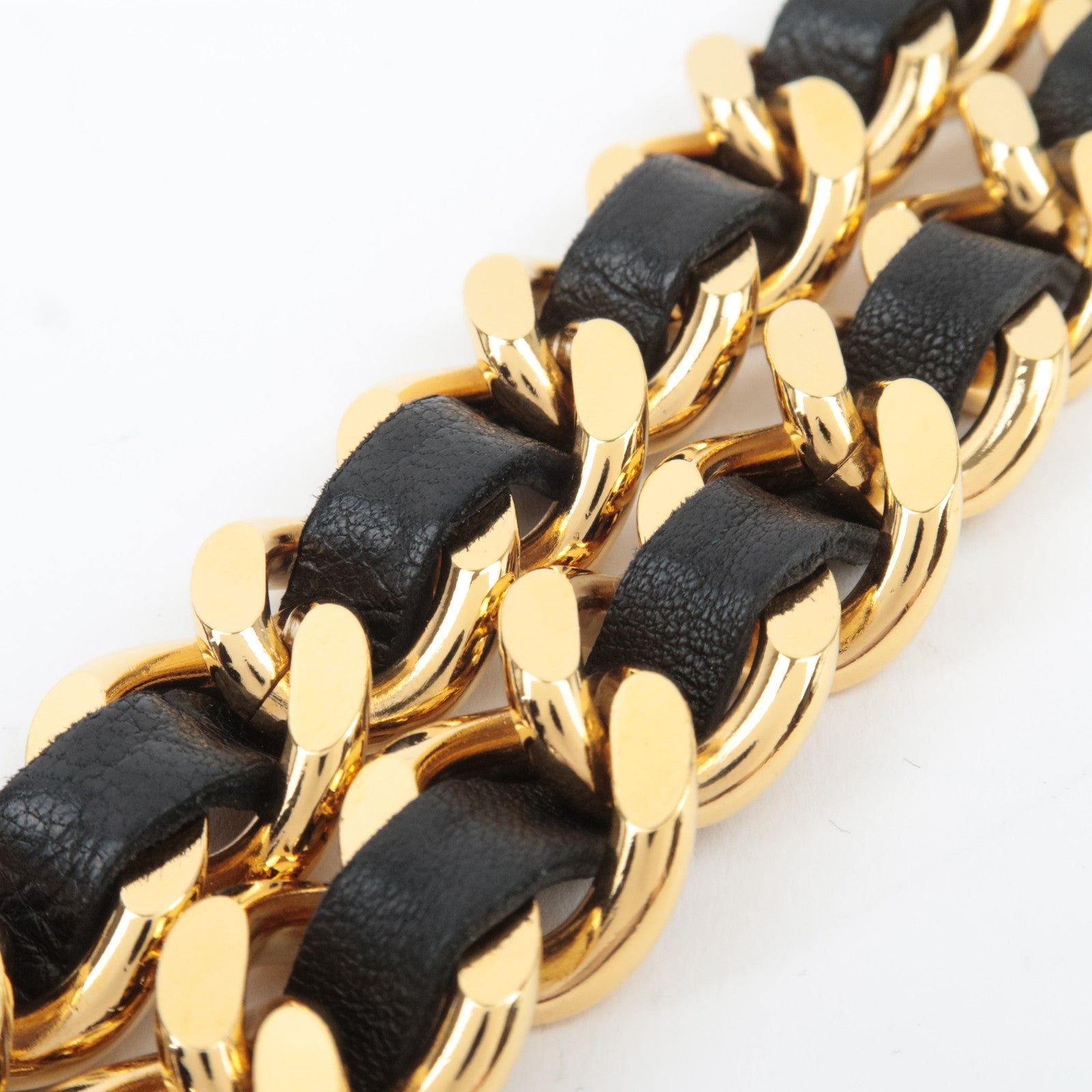 CHANEL Coin Charm Leather Chain Belt Black Gold