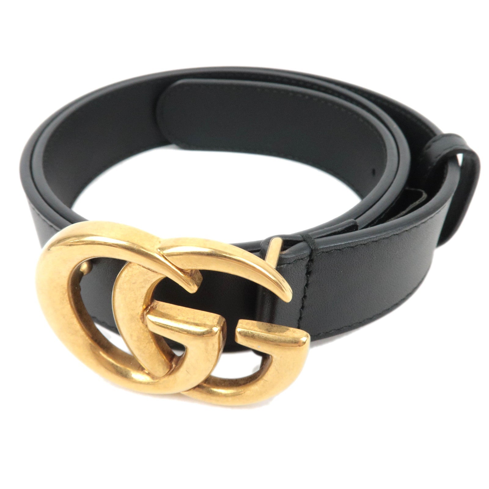 GUCCI GG Marmont Leather Belt 80/32 Black Gold HDW 41451686792