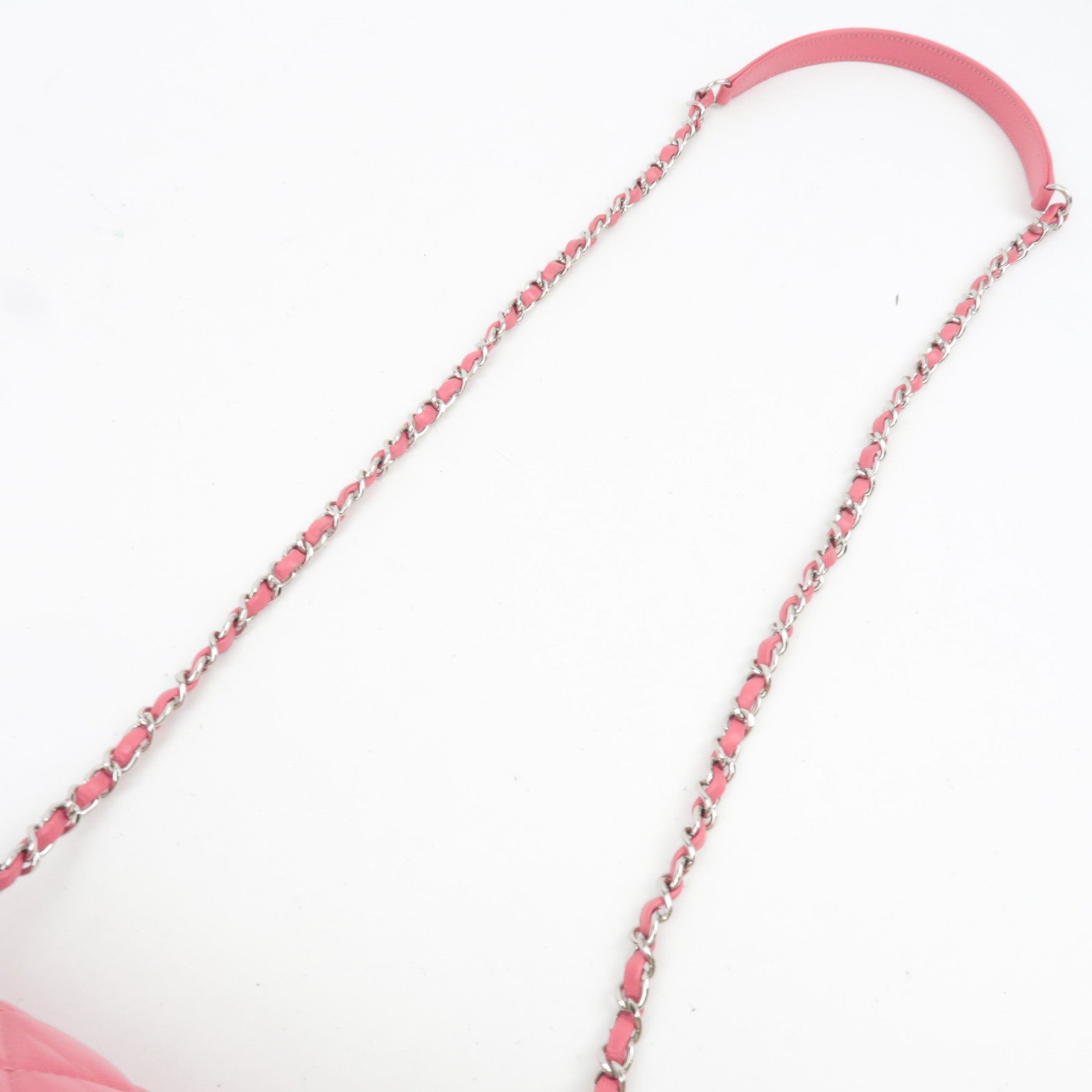 CHANEL Matelasse Calf Leather Chain Shoulder Bag Pink Silver HDW AS1315