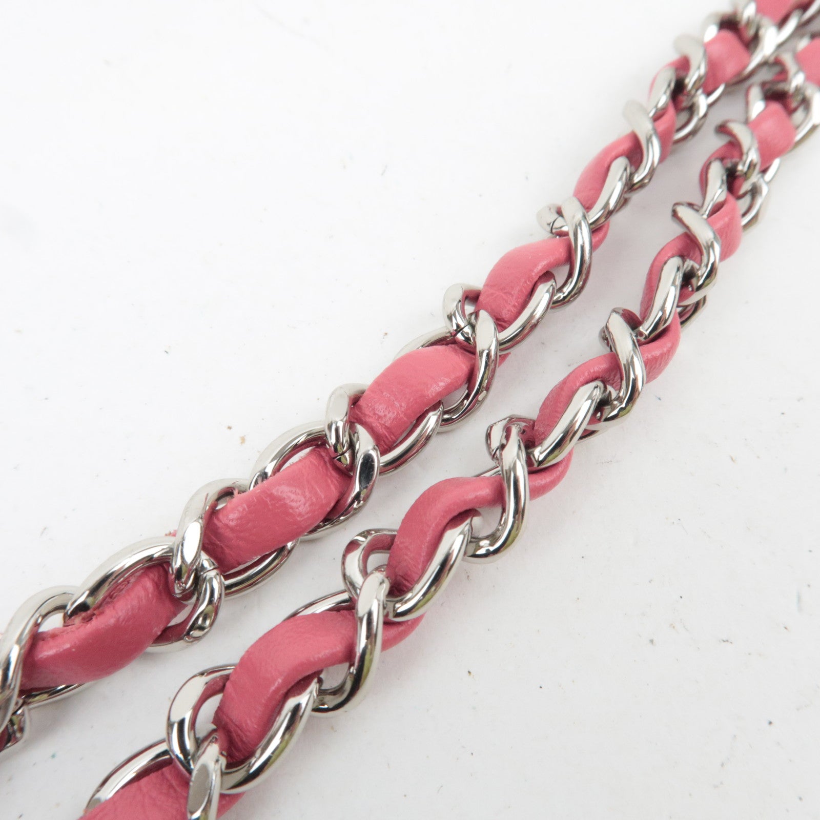 CHANEL Matelasse Calf Leather Chain Shoulder Bag Pink Silver HDW AS1315