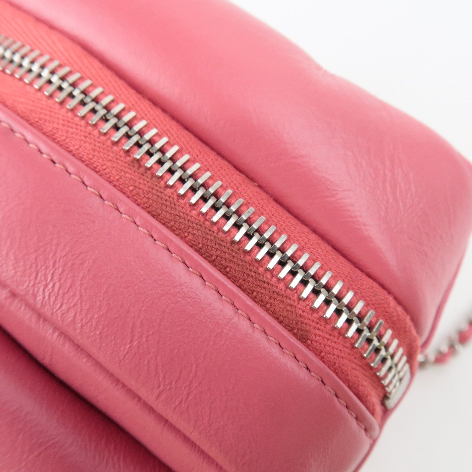 CHANEL Matelasse Calf Leather Chain Shoulder Bag Pink Silver HDW AS1315