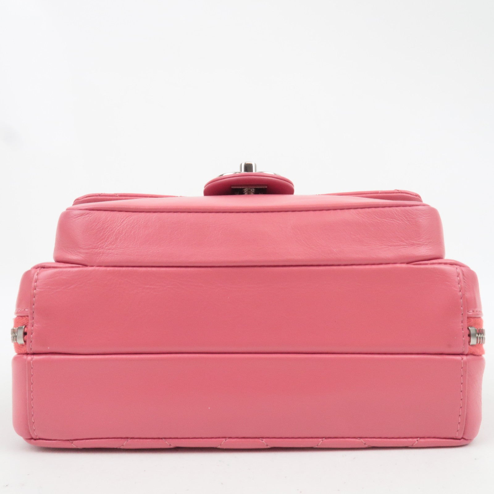 CHANEL Matelasse Calf Leather Chain Shoulder Bag Pink Silver HDW AS1315