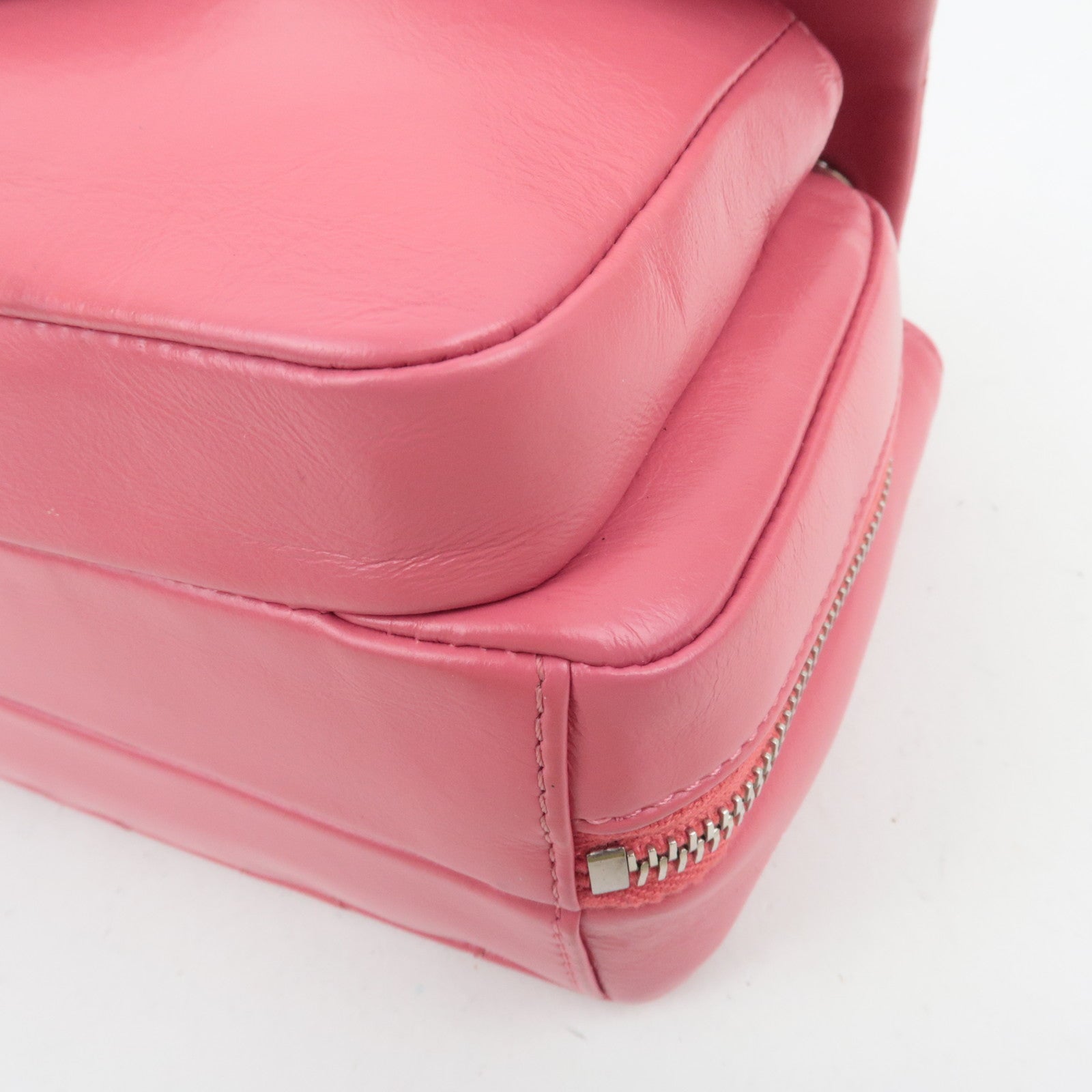 CHANEL Matelasse Calf Leather Chain Shoulder Bag Pink Silver HDW AS1315