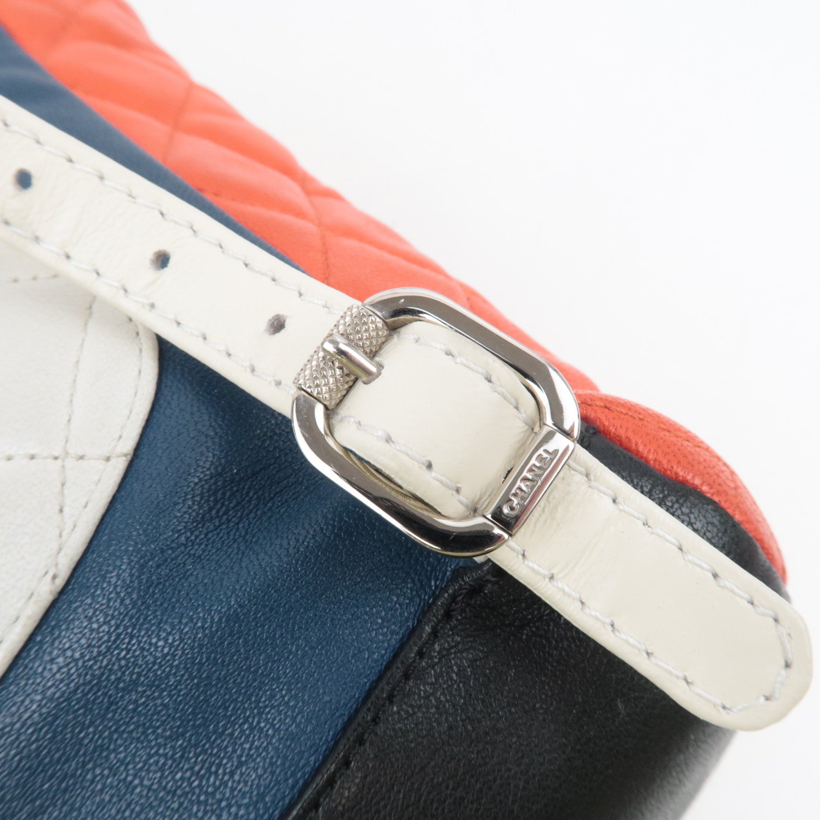 CHANEL Matelasse Lambskin Backpack Red Multicolor