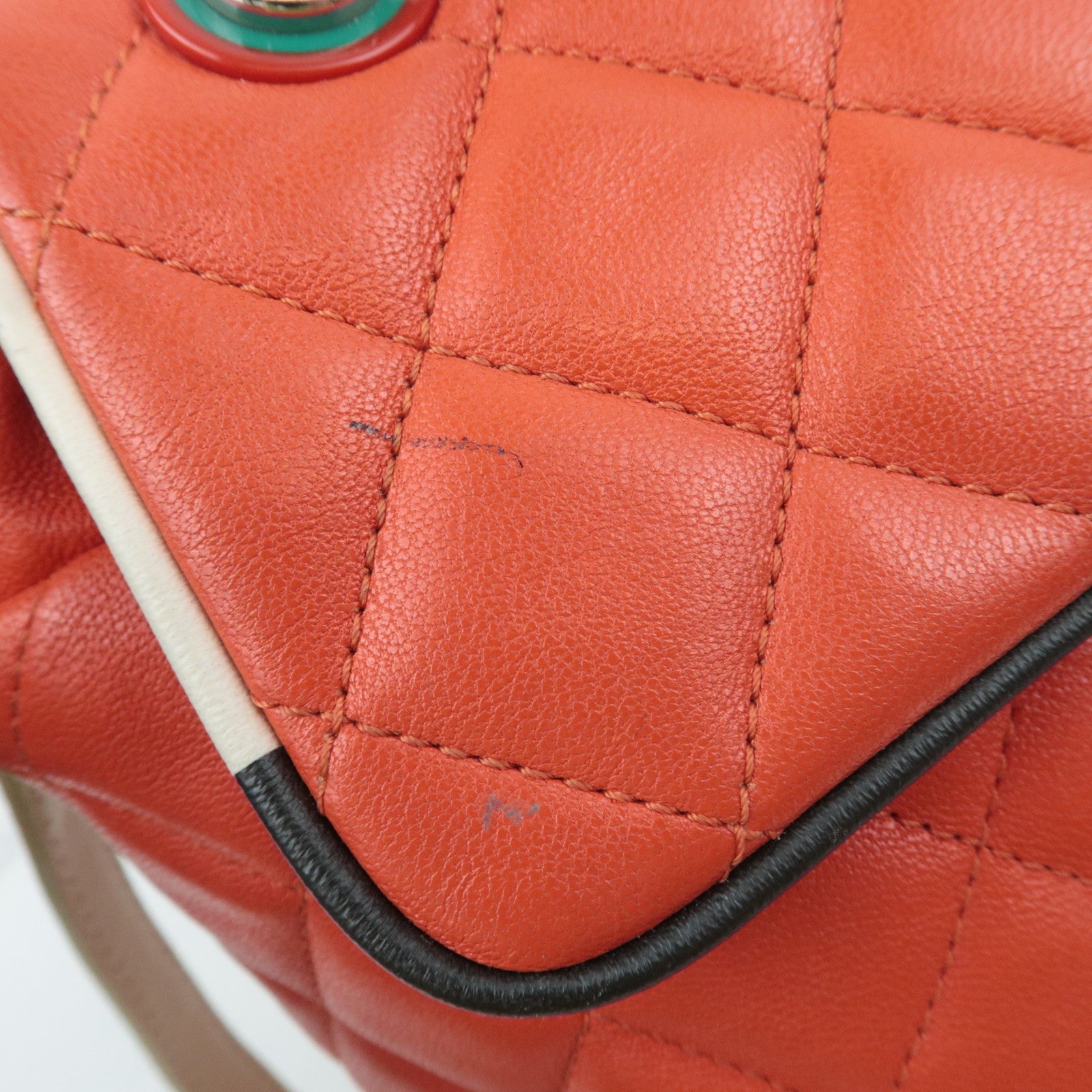 CHANEL Matelasse Lambskin Backpack Red Multicolor