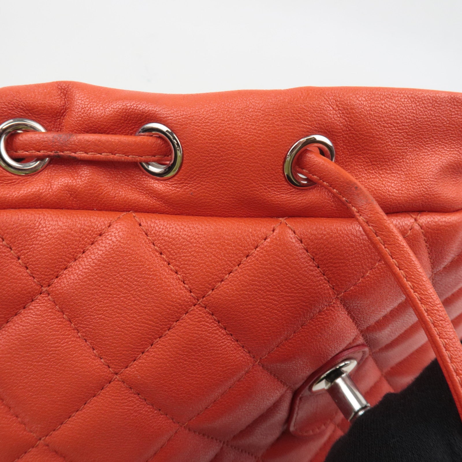 CHANEL Matelasse Lambskin Backpack Red Multicolor