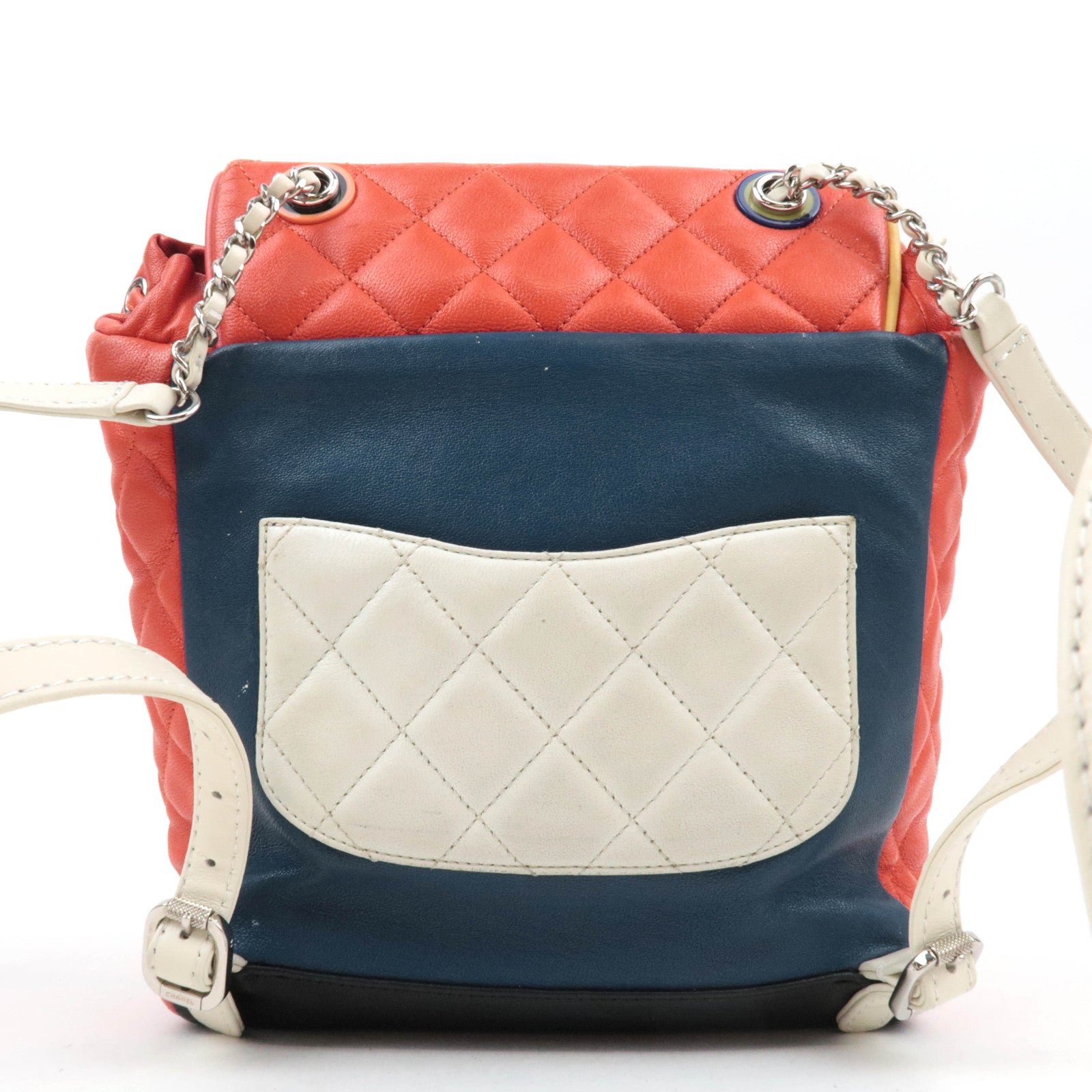 CHANEL Matelasse Lambskin Backpack Red Multicolor