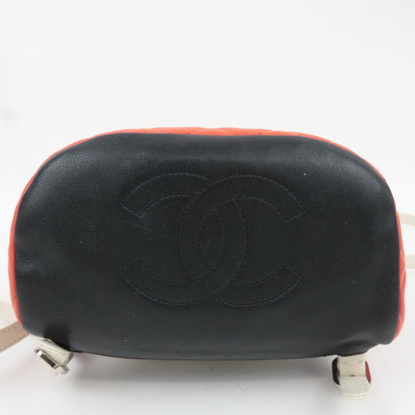 CHANEL Matelasse Lambskin Backpack Red Multicolor