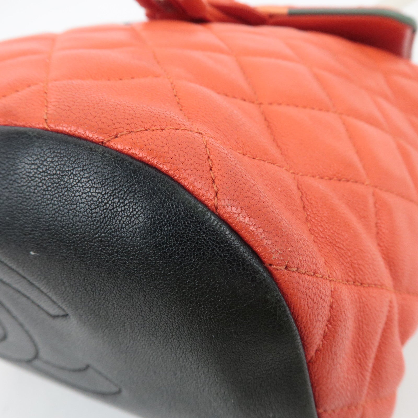 CHANEL Matelasse Lambskin Backpack Red Multicolor