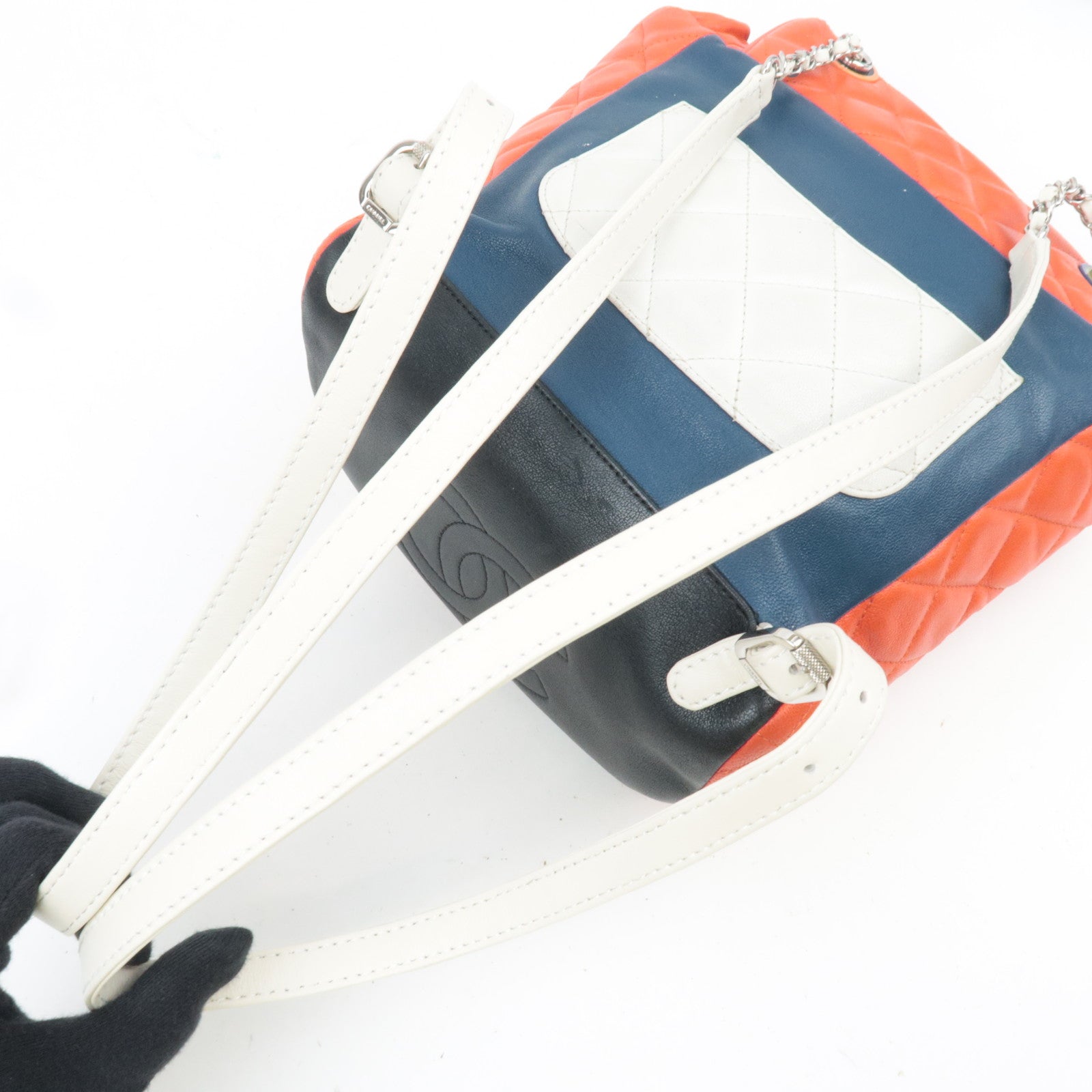 CHANEL Matelasse Lambskin Backpack Red Multicolor