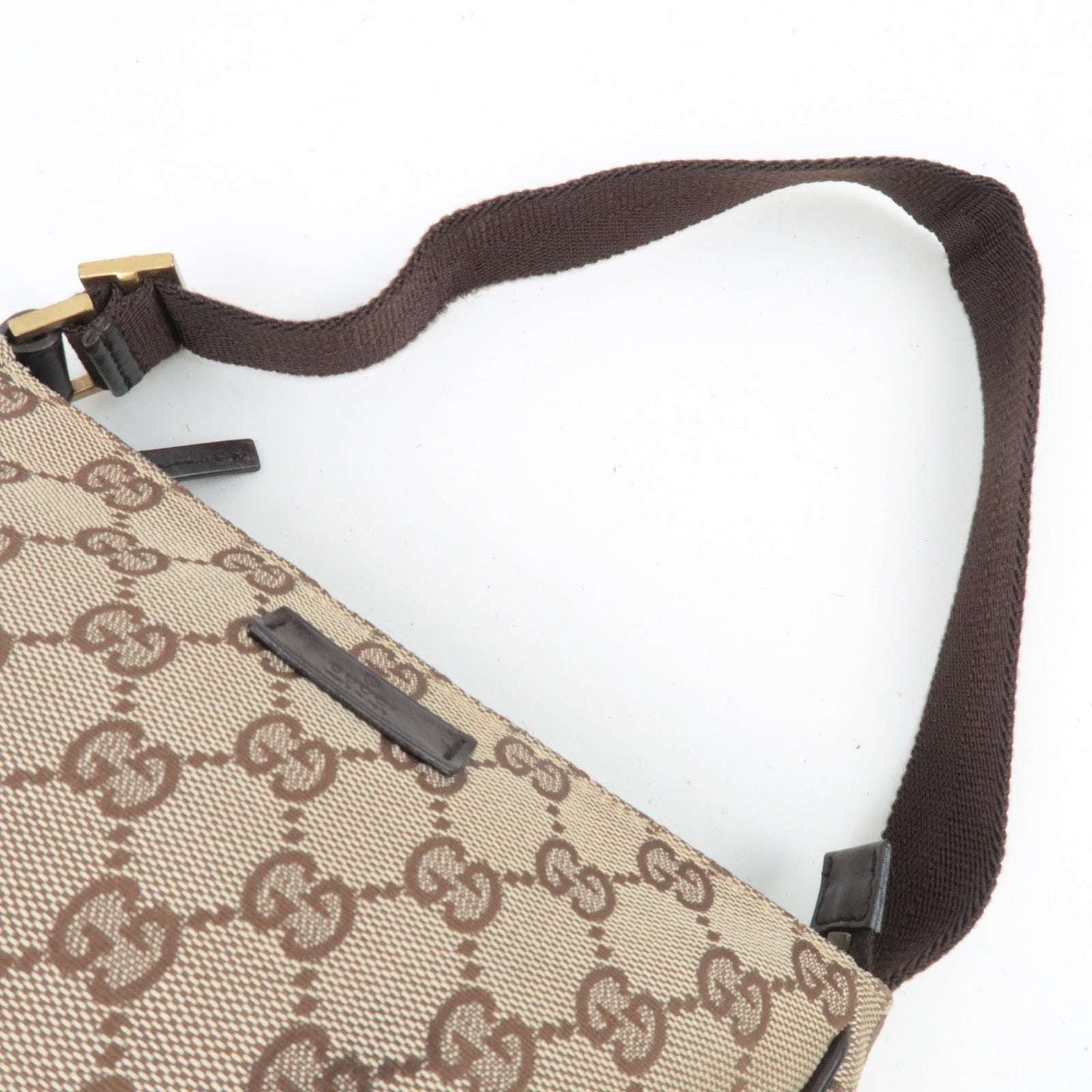 GUCCI Shoulder Bag GG Canvas Leather Beige Brown 106644