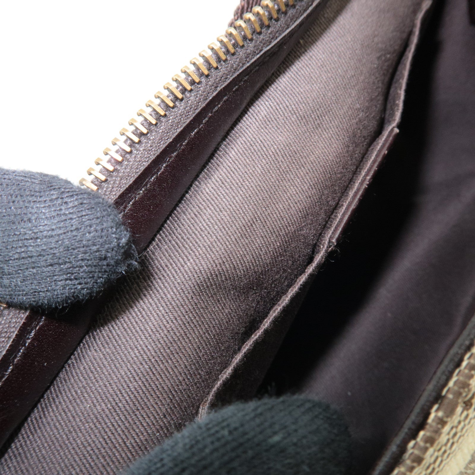 GUCCI Shoulder Bag GG Canvas Leather Beige Brown 106644