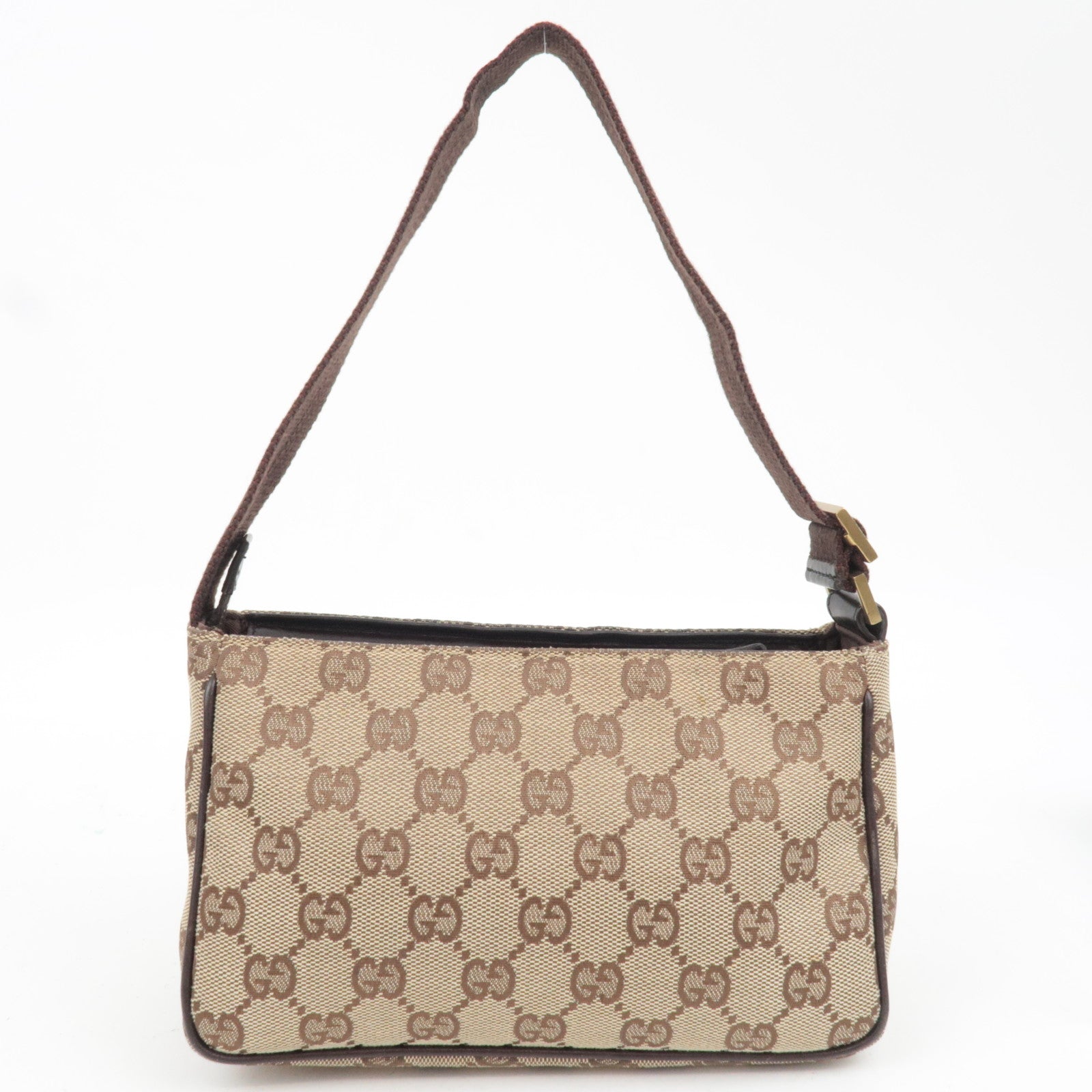 GUCCI Shoulder Bag GG Canvas Leather Beige Brown 106644