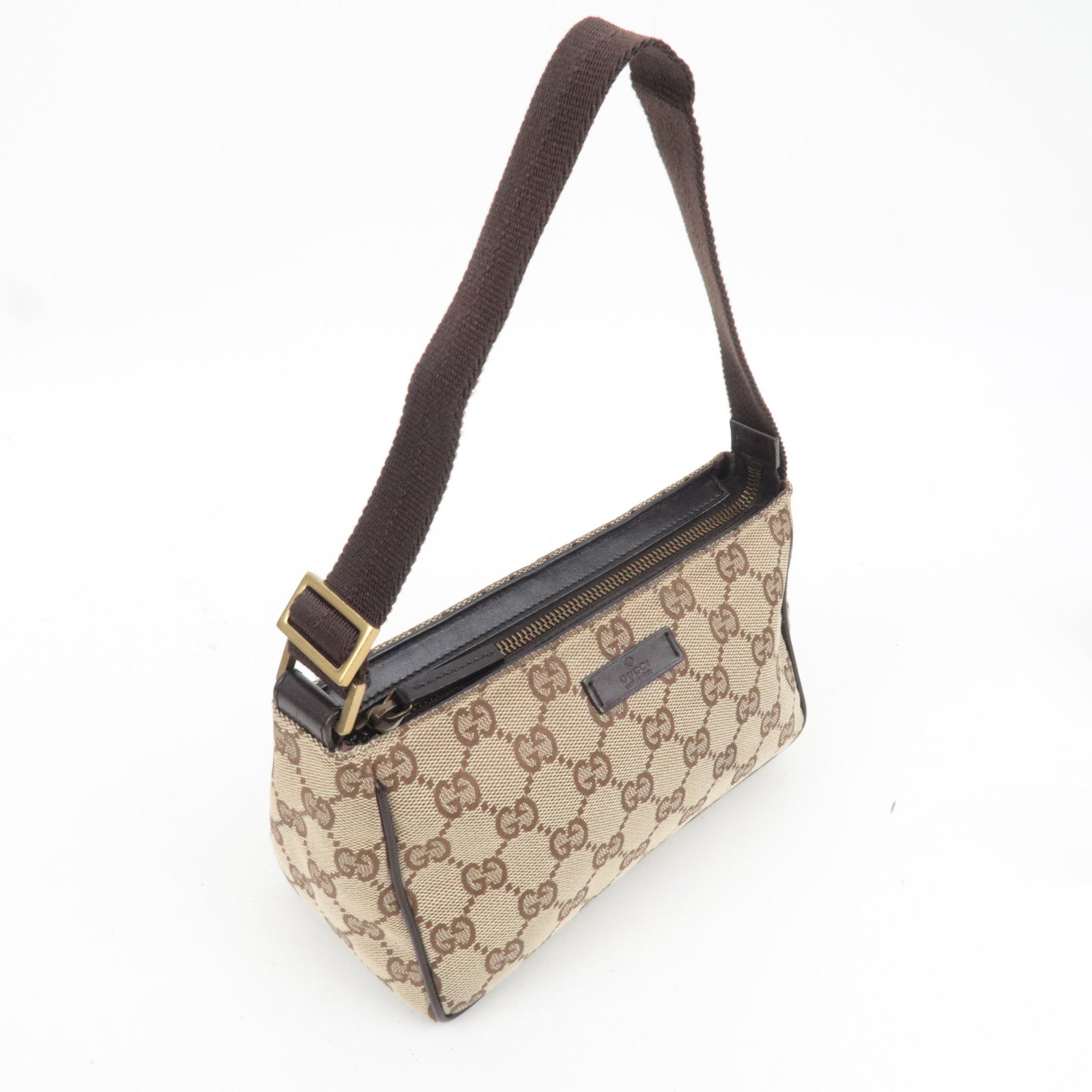 GUCCI Shoulder Bag GG Canvas Leather Beige Brown 106644