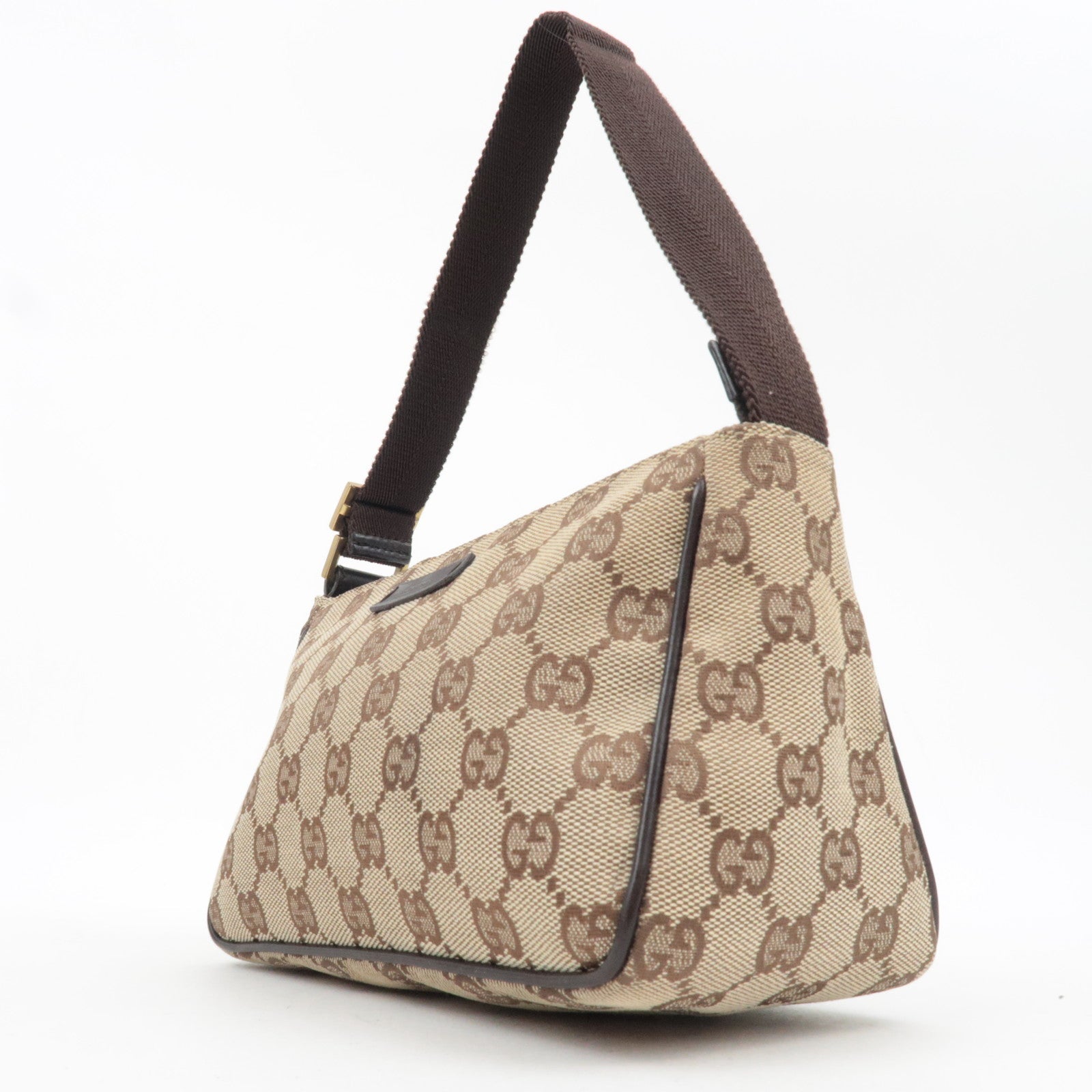 GUCCI Shoulder Bag GG Canvas Leather Beige Brown 106644