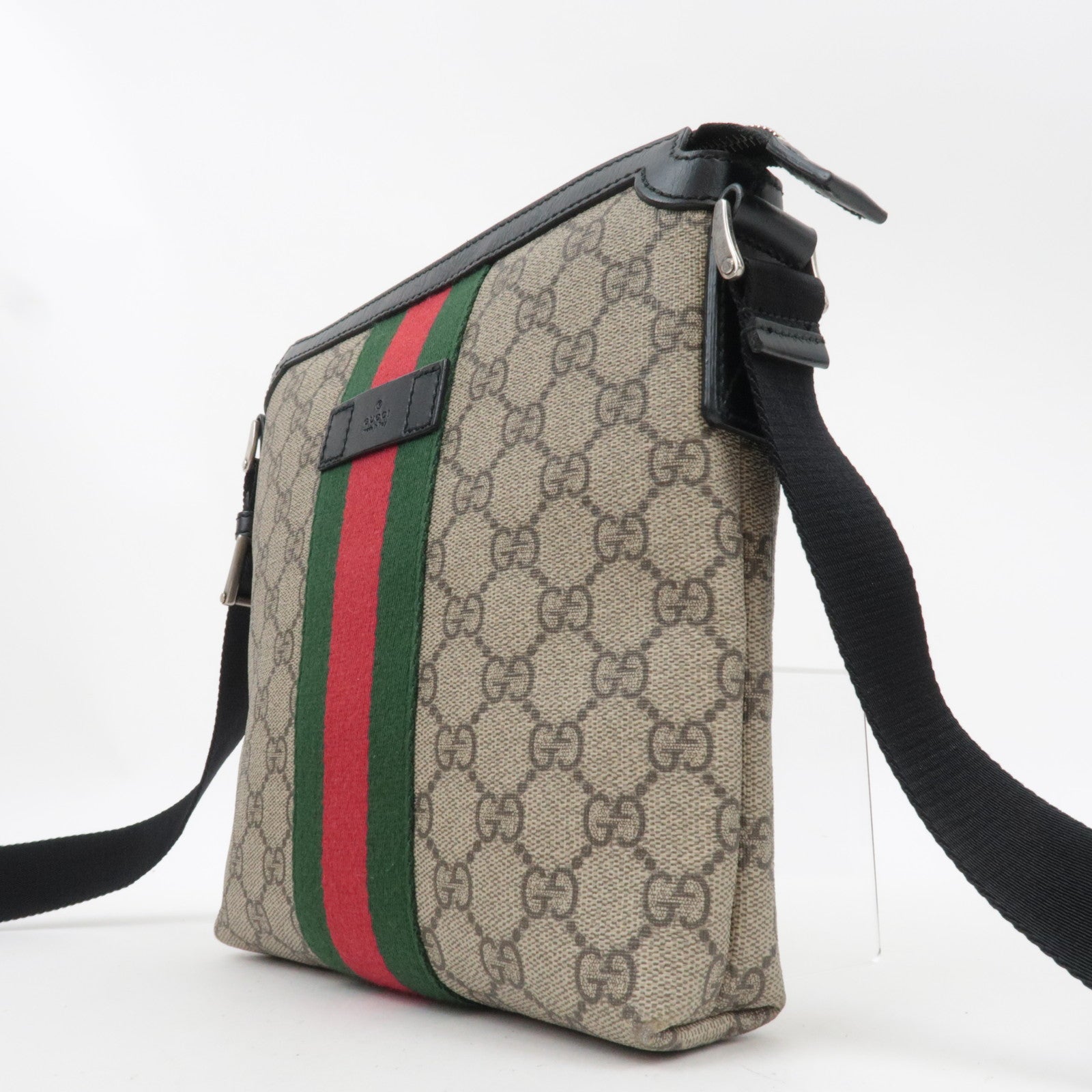 GUCCI Sherry GG Supreme Shoulder Bag Beige Black 471454