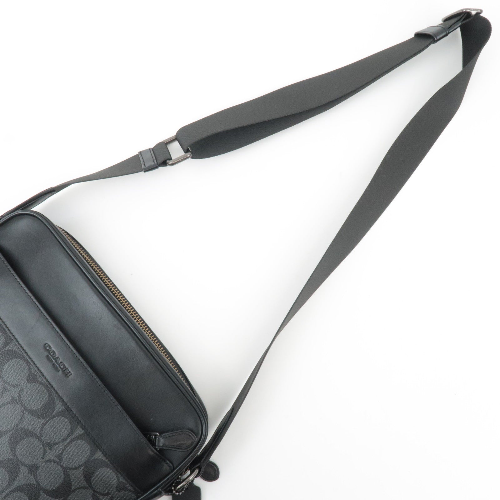 COACH Signature PVC Leather Shoulder Bag Black F28456