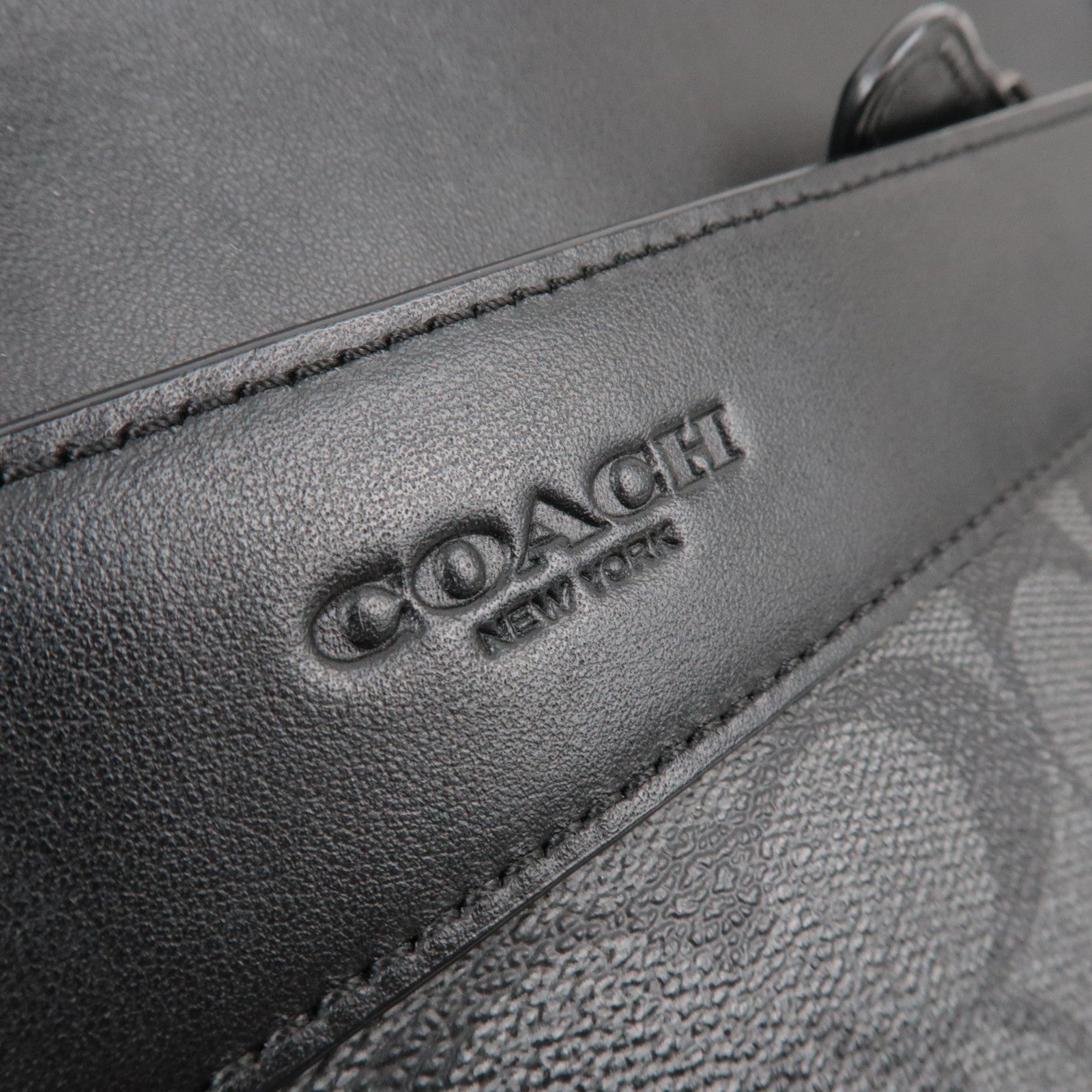 COACH Signature PVC Leather Shoulder Bag Black F28456