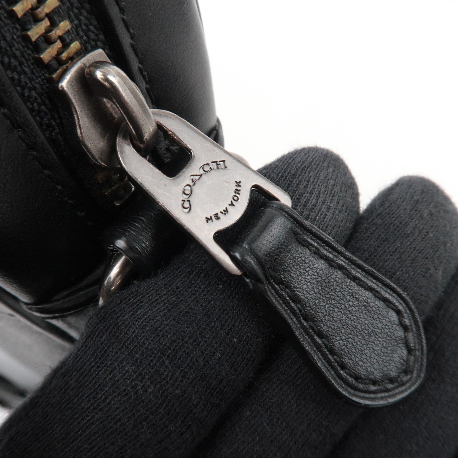 COACH Signature PVC Leather Shoulder Bag Black F28456