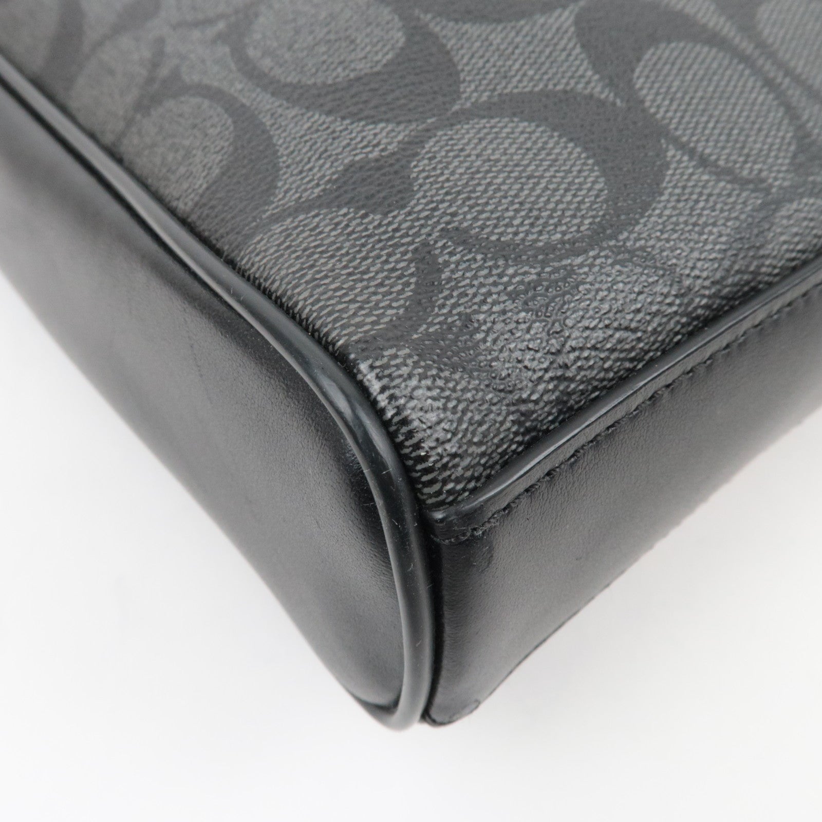 COACH Signature PVC Leather Shoulder Bag Black F28456