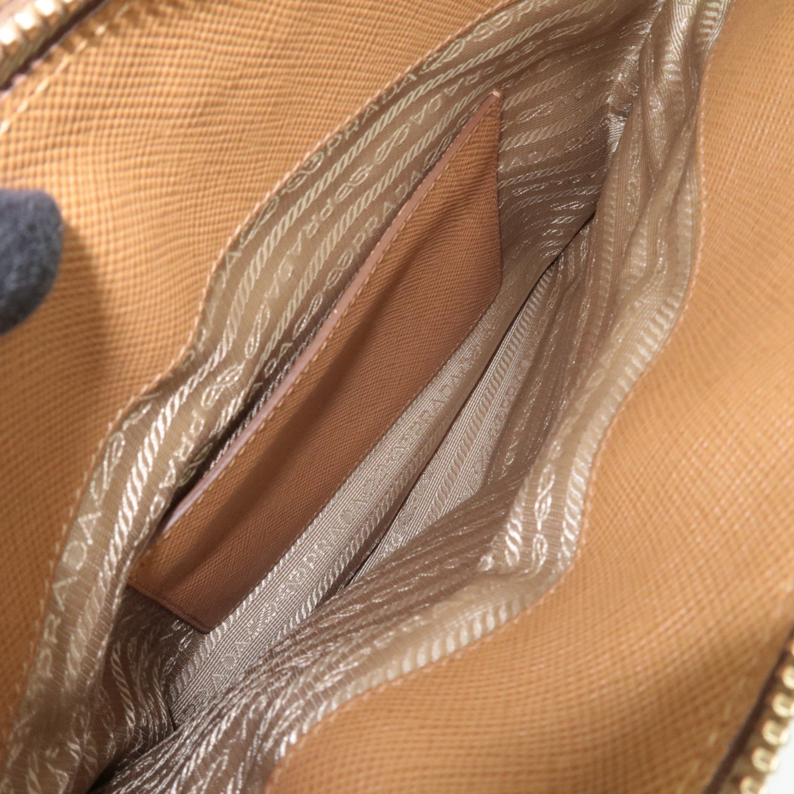 PRADA 2Way Saffiano Leather Handbag Camel