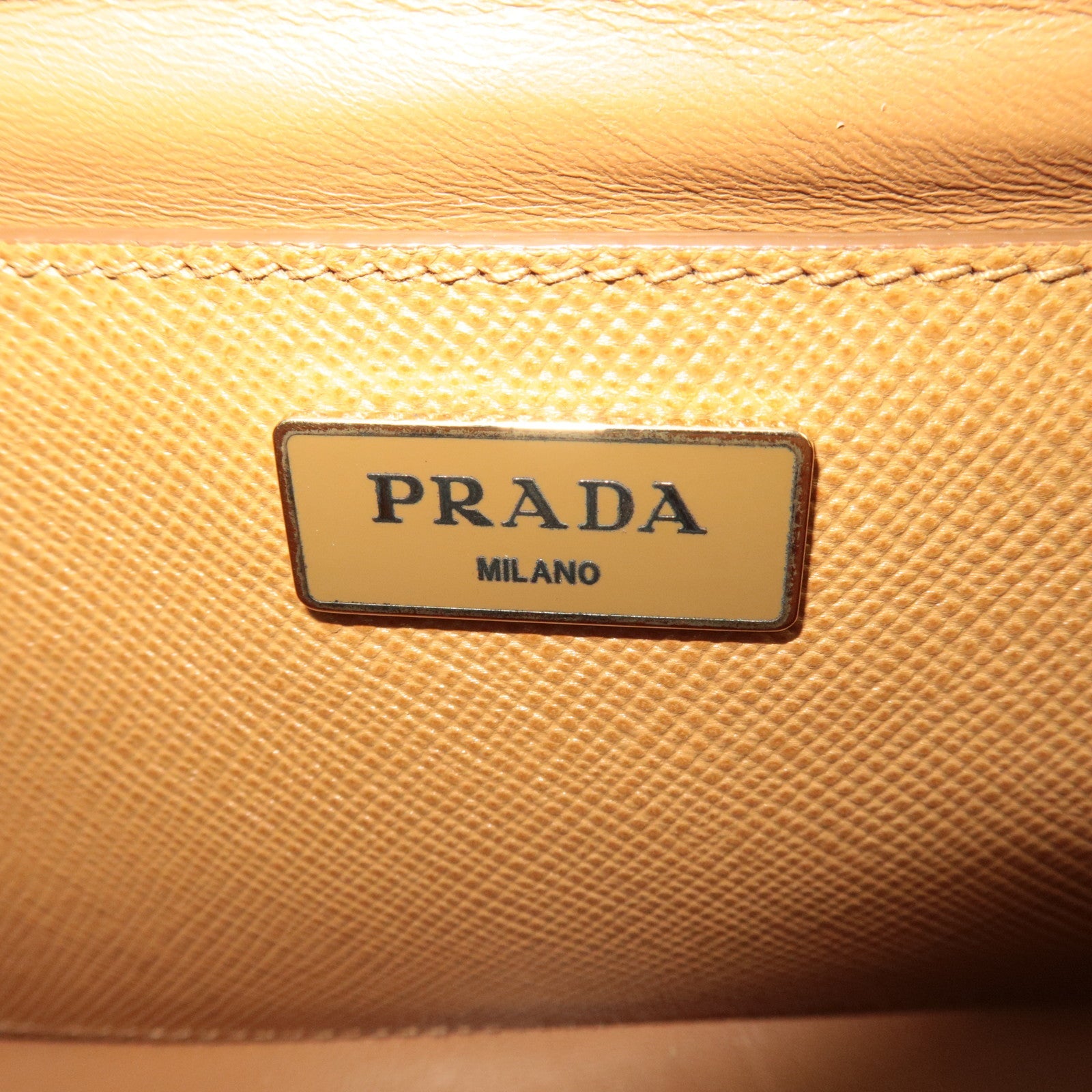 PRADA 2Way Saffiano Leather Handbag Camel