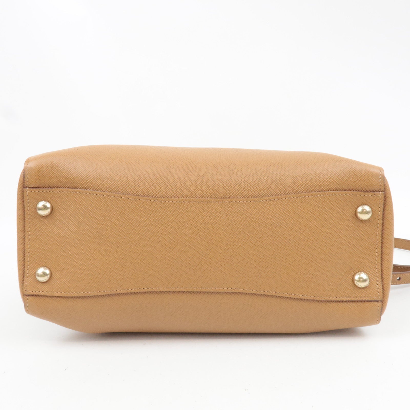 PRADA 2Way Saffiano Leather Handbag Camel