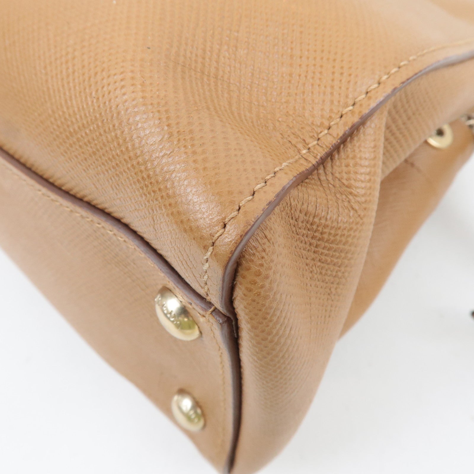 PRADA 2Way Saffiano Leather Handbag Camel