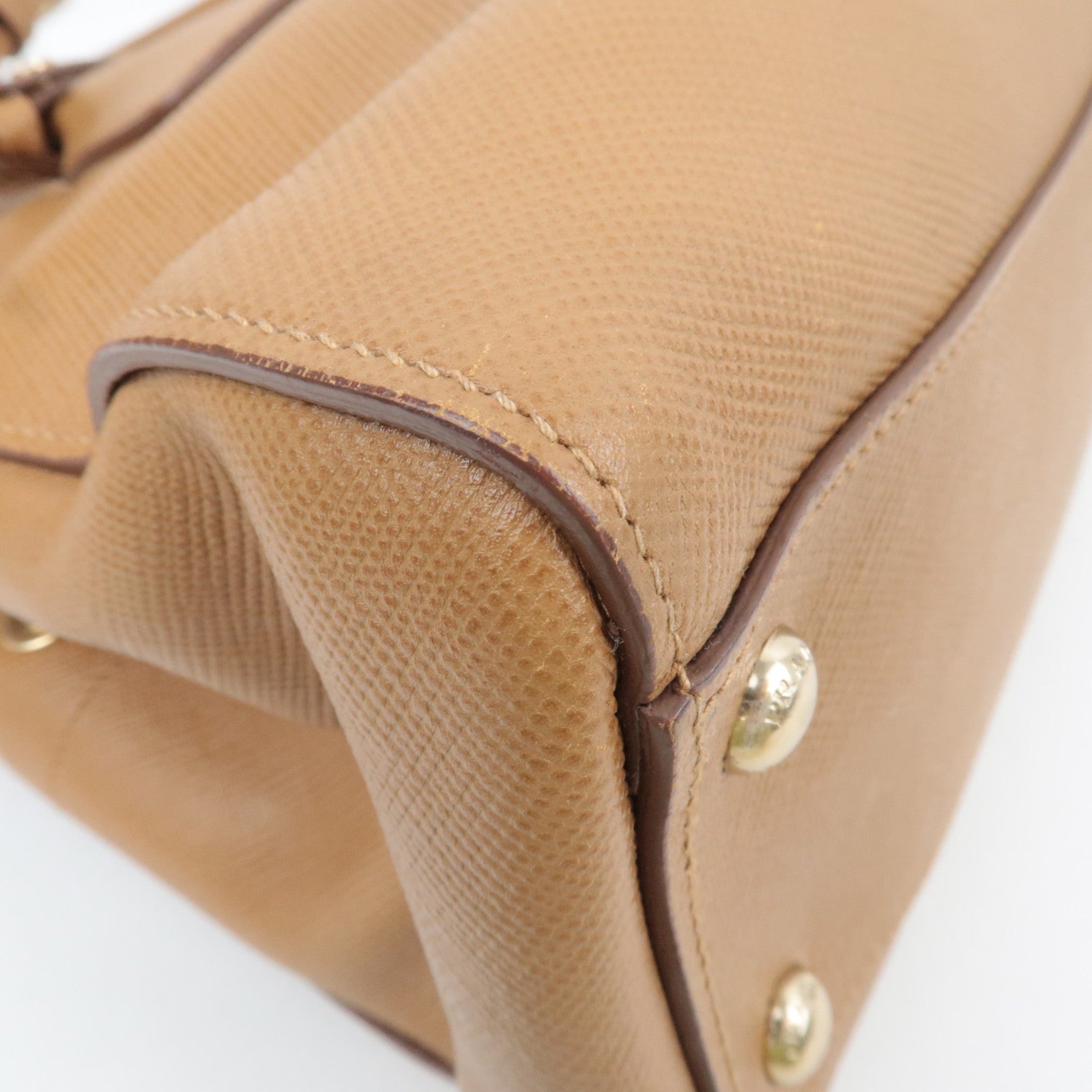 PRADA 2Way Saffiano Leather Handbag Camel