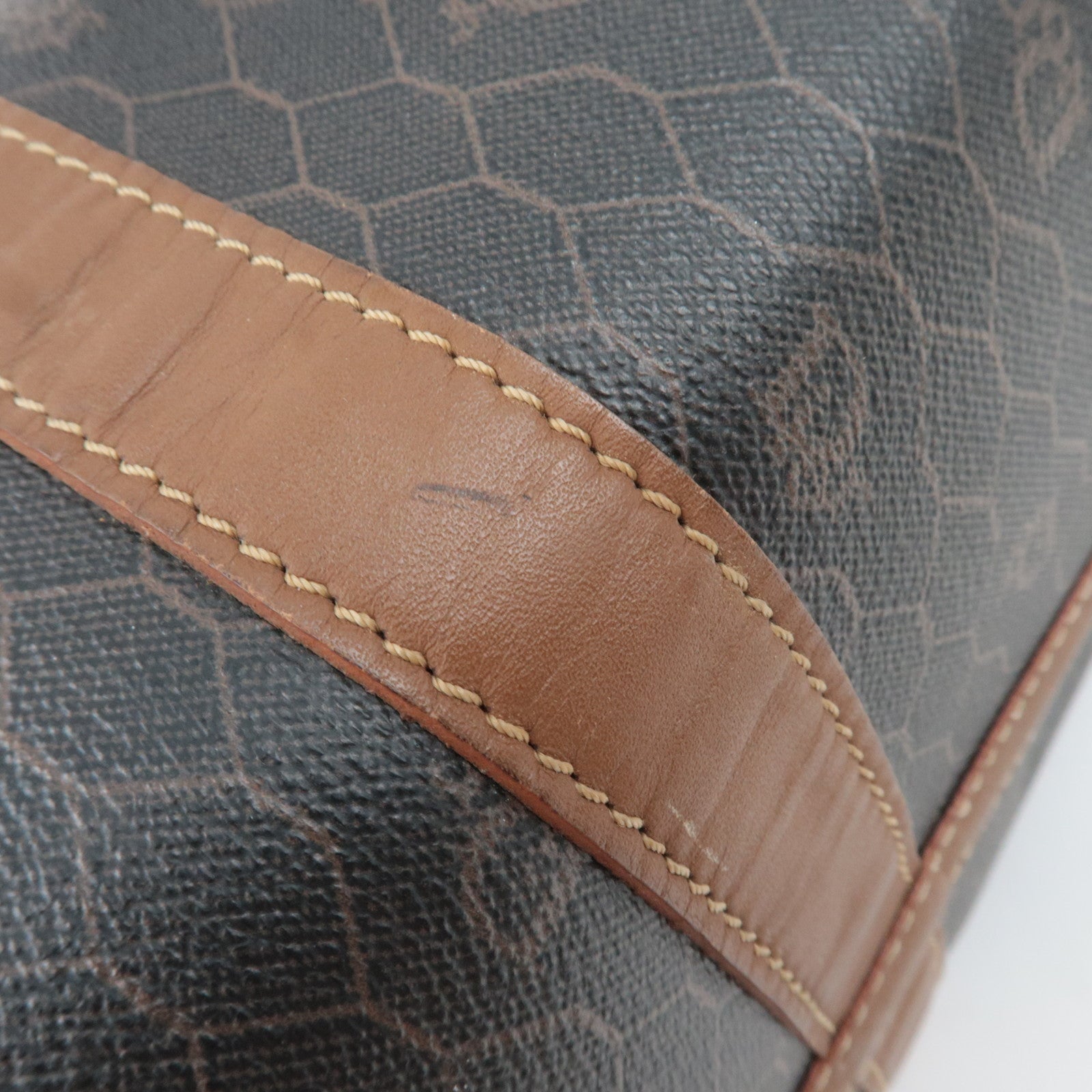 Christian Dior Honeycomb PVC Leather Boston Bag Black Brown