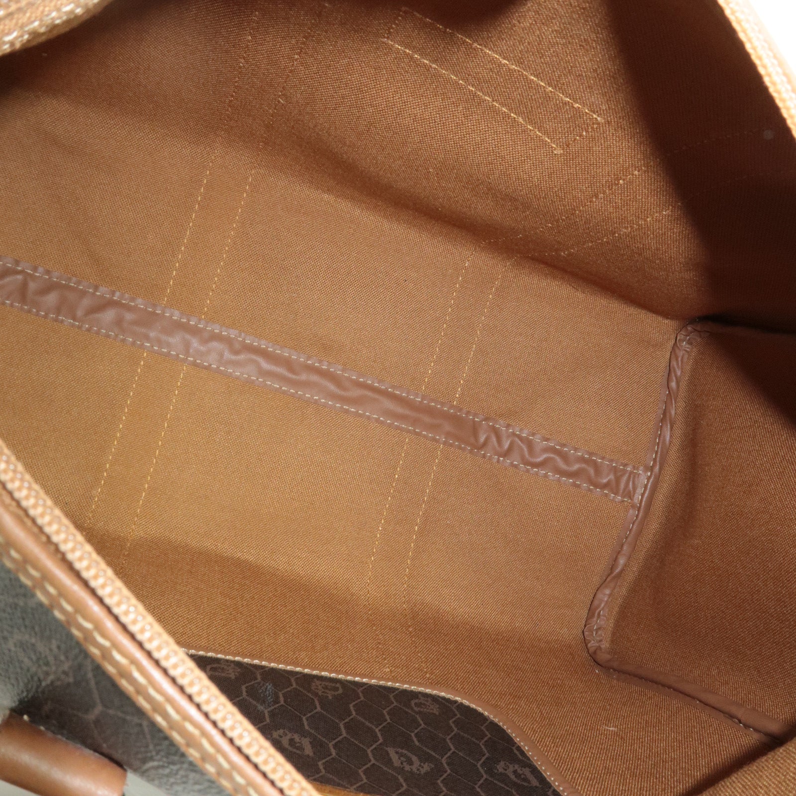 Christian Dior Honeycomb PVC Leather Boston Bag Black Brown