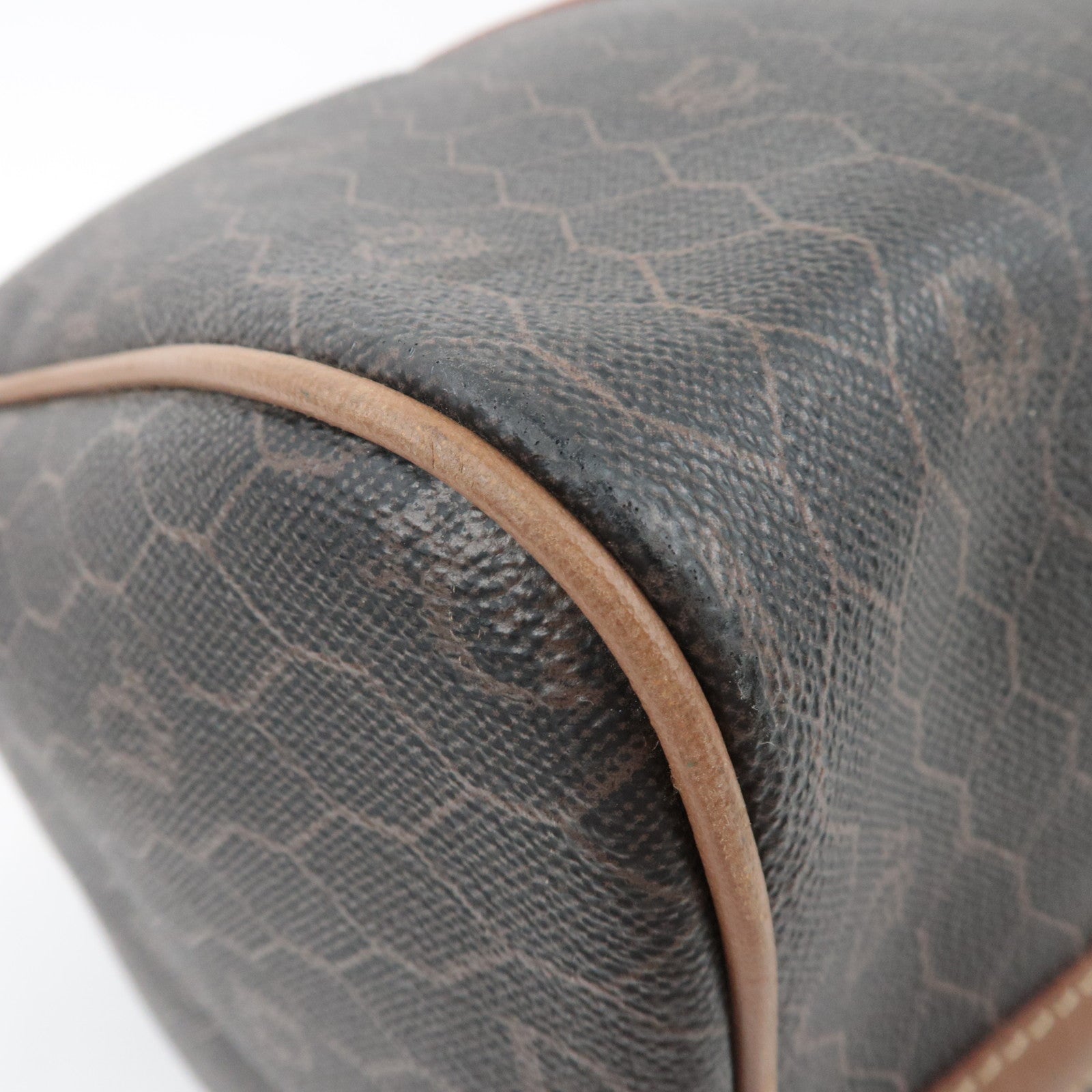 Christian Dior Honeycomb PVC Leather Boston Bag Black Brown