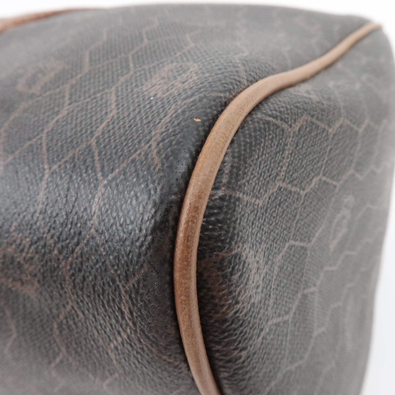 Christian Dior Honeycomb PVC Leather Boston Bag Black Brown