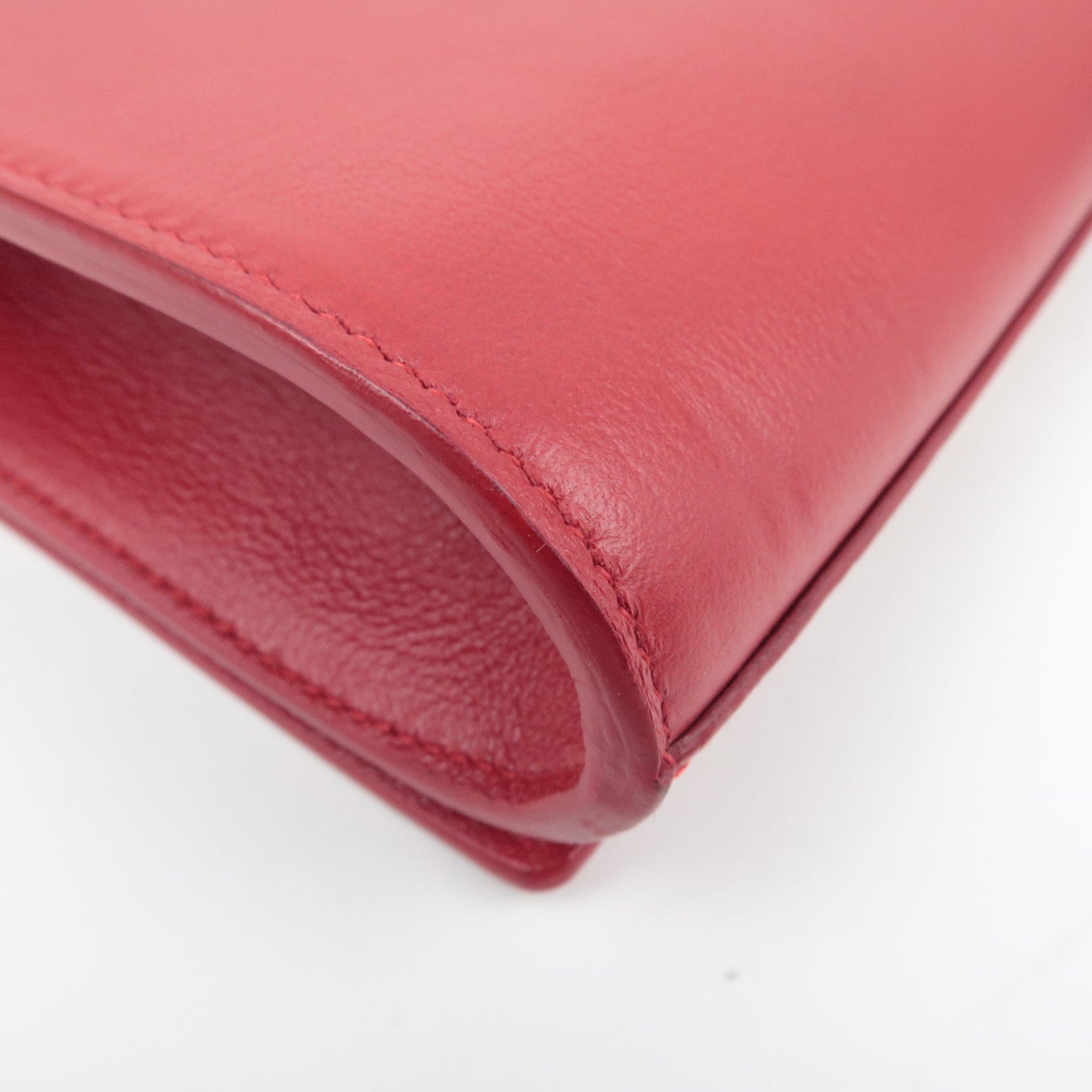 SAINT LAURENT Belle De Jour Leather Clutch Bag Red 361120