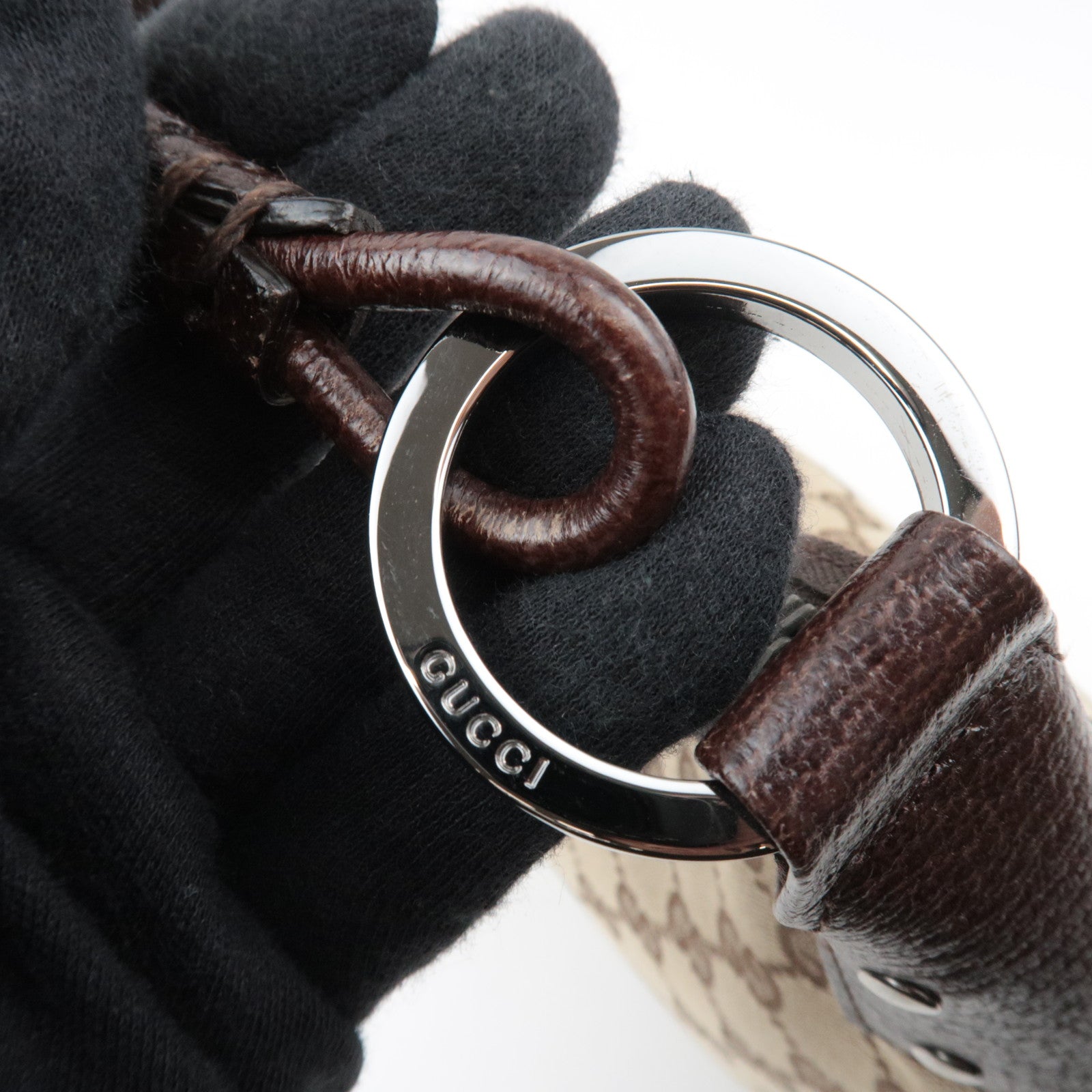 GUCCI GG Canvas Hobo Shoulder Bag Beige 115002