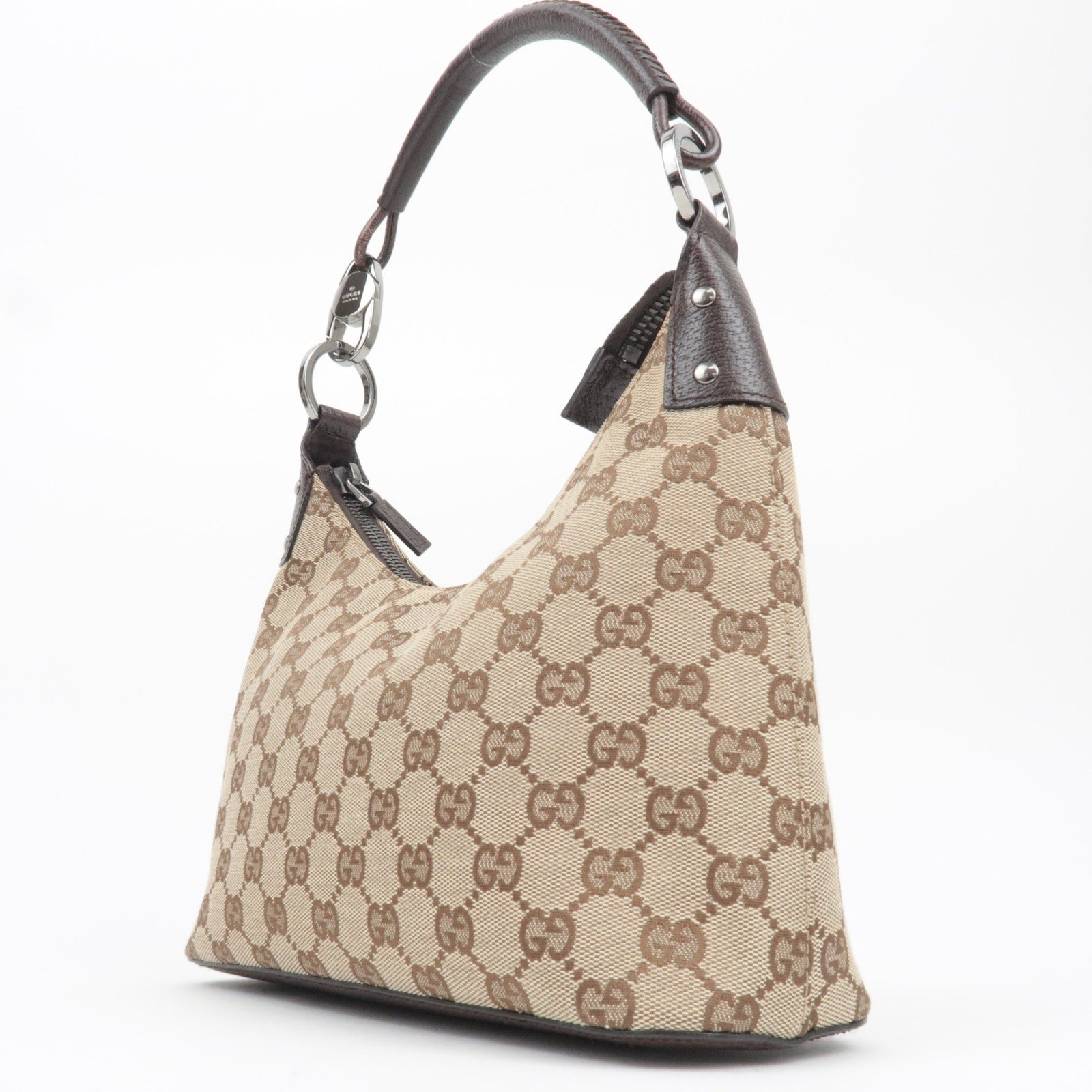 GUCCI GG Canvas Hobo Shoulder Bag Beige 115002