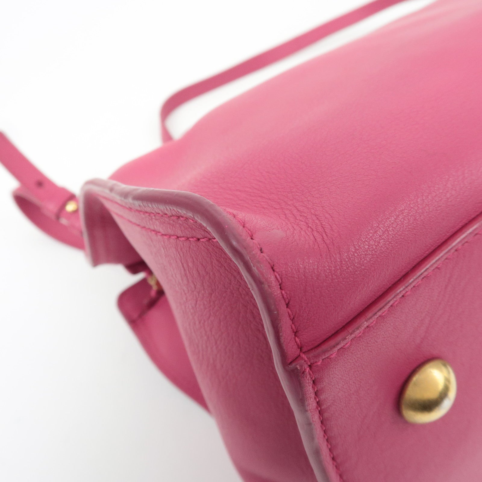 SAINT LAURENT Y Line Petit Cabas Leather 2Way Handbag Pink 311210