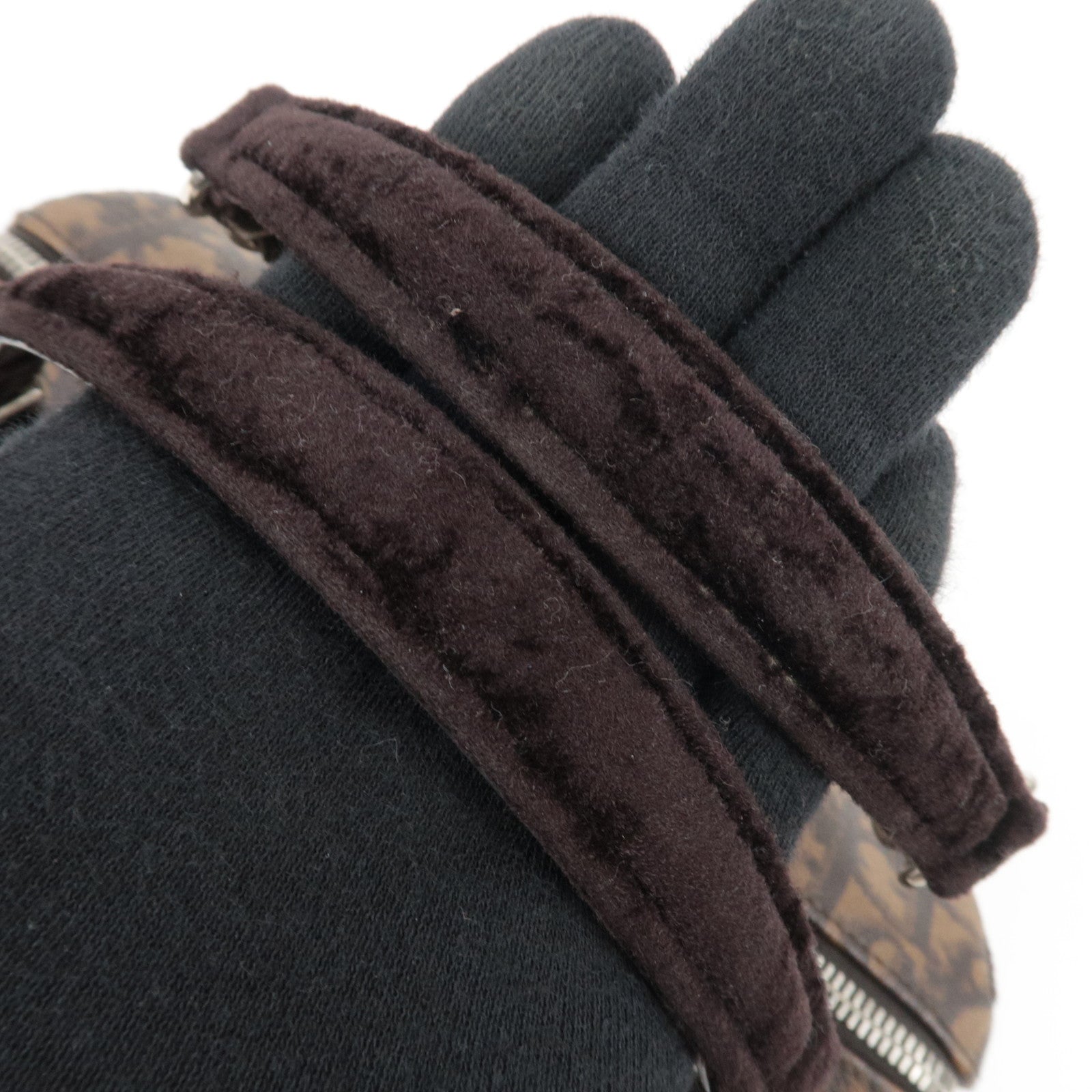 Christian Dior Trotter Romantic PVC Velour Chain Handbag Brown