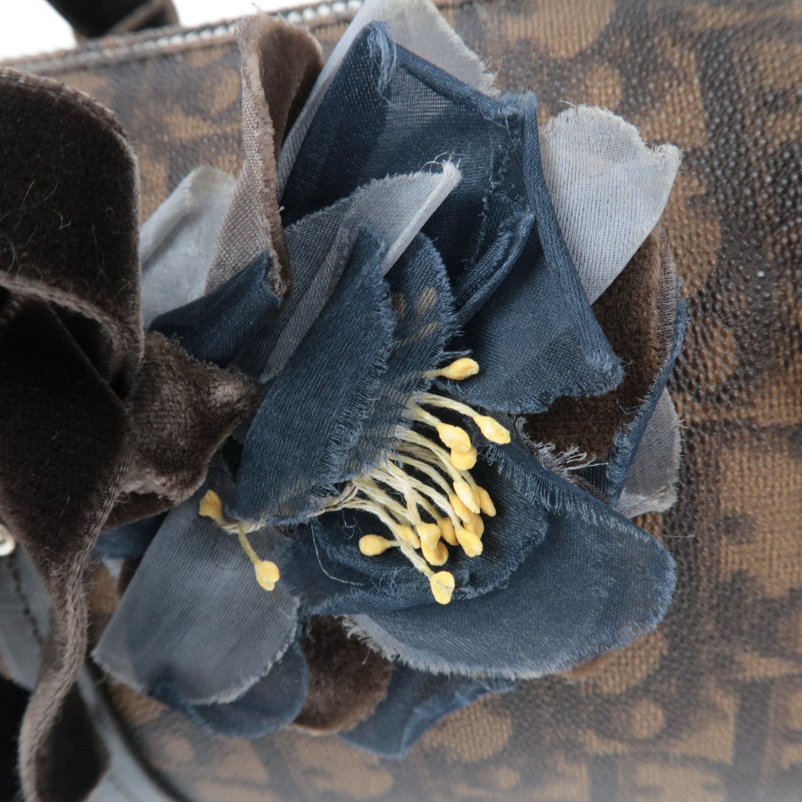 Christian Dior Trotter Romantic PVC Velour Chain Handbag Brown