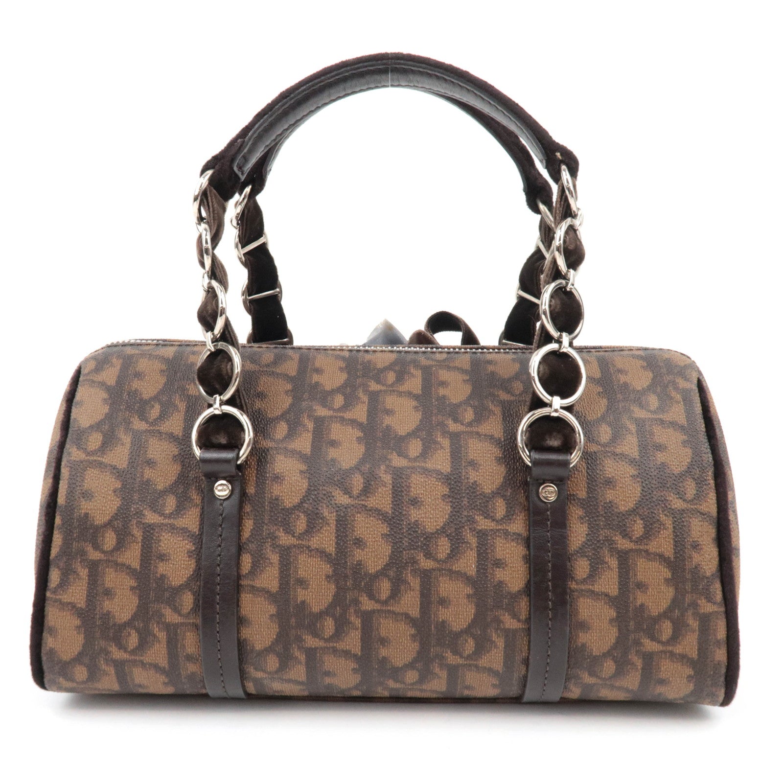 Christian Dior Trotter Romantic PVC Velour Chain Handbag Brown