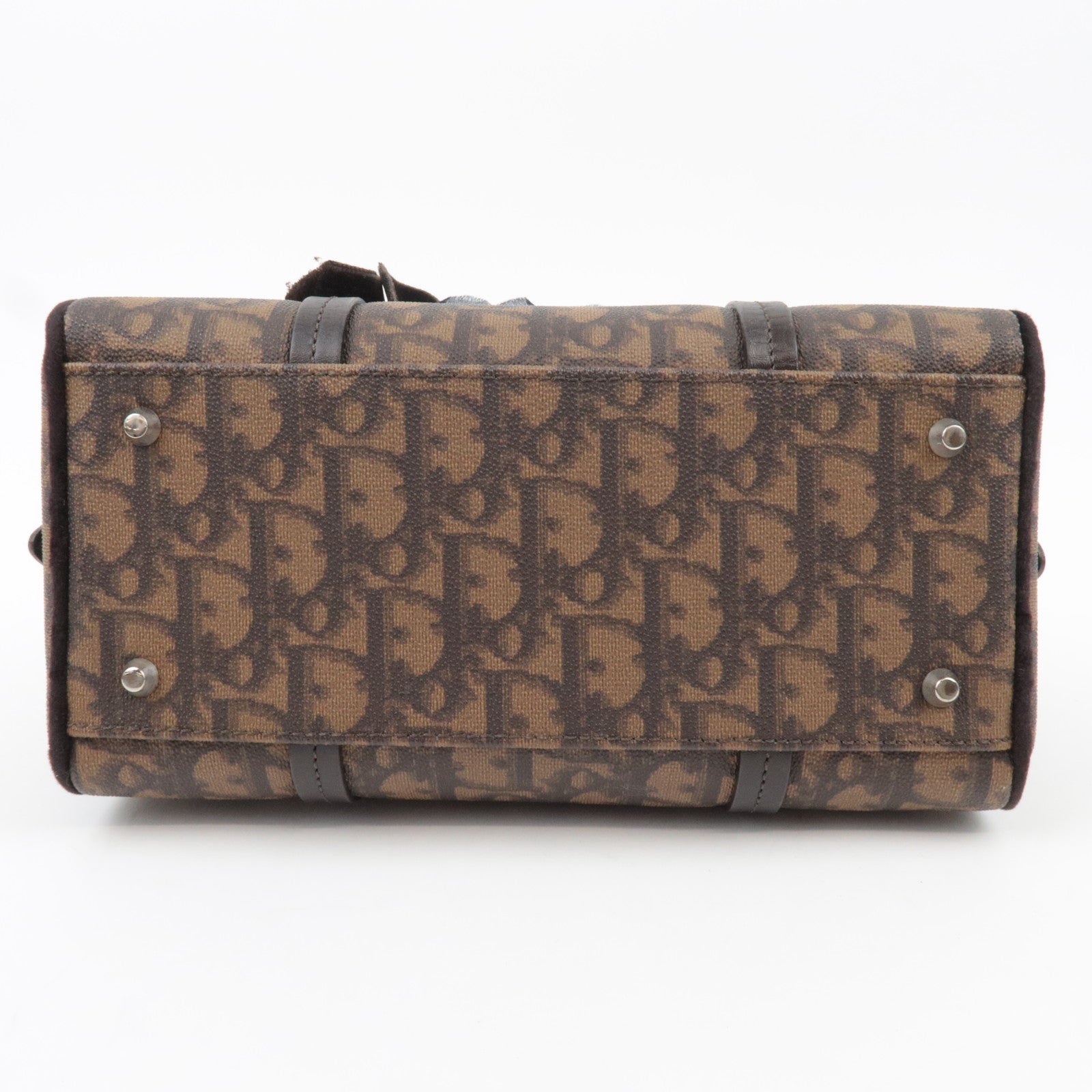 Christian Dior Trotter Romantic PVC Velour Chain Handbag Brown