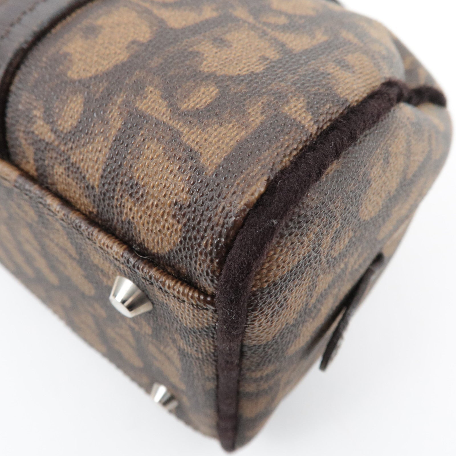 Christian Dior Trotter Romantic PVC Velour Chain Handbag Brown