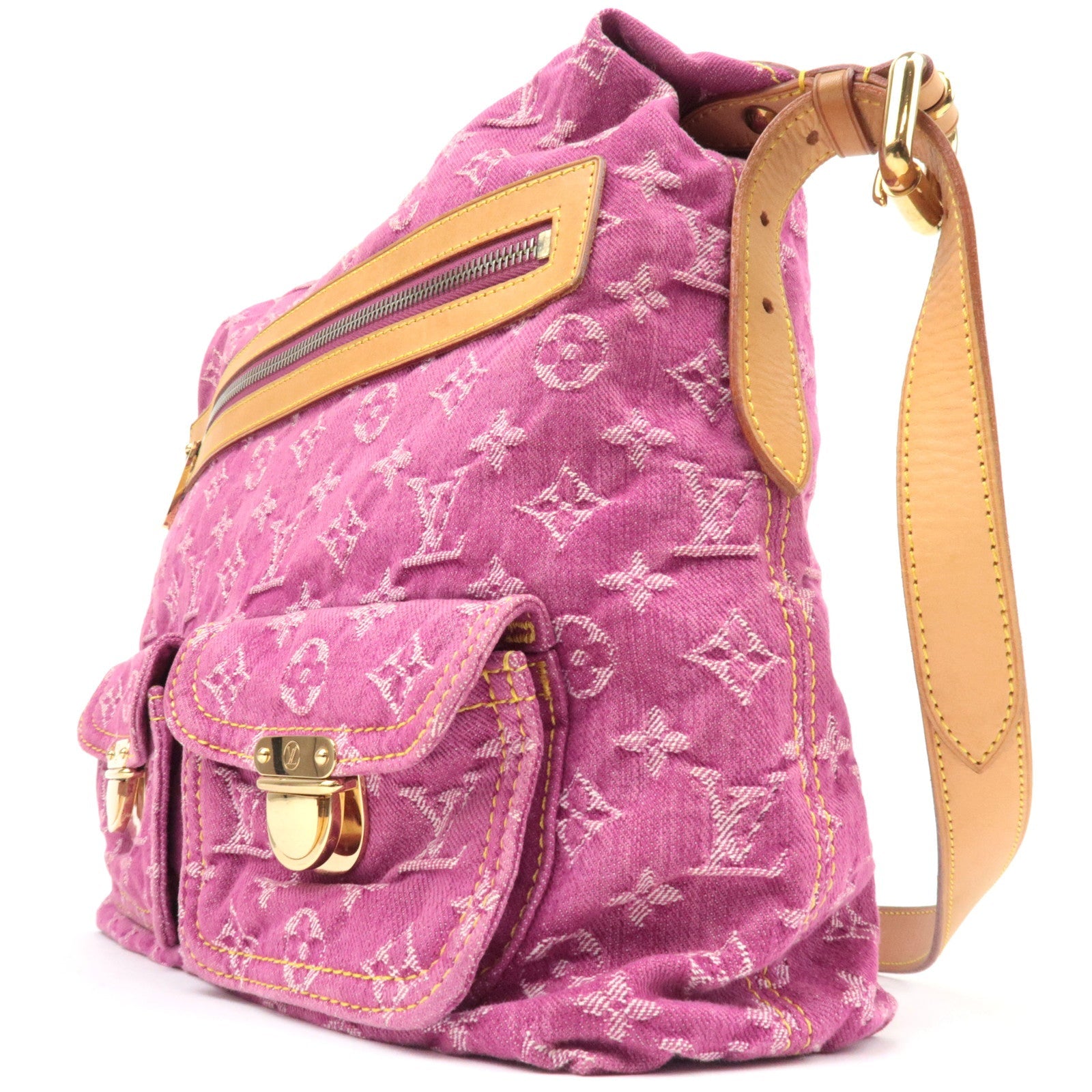 Louis Vuitton Monogram Denim Baggy GM Shoulder Bag Pink M95210