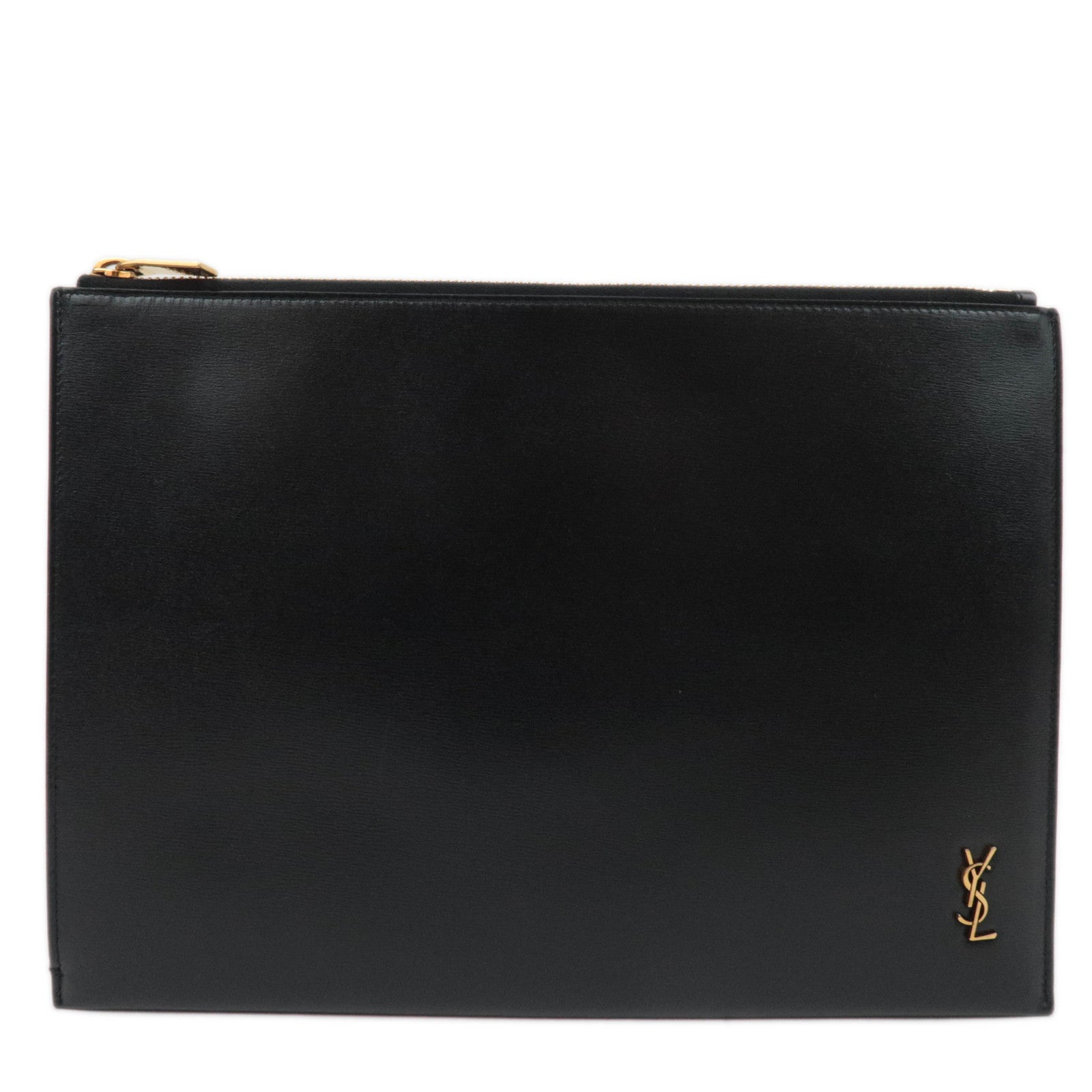 SAINT LAURENT Leather Clutch Bag Black 60777986888
