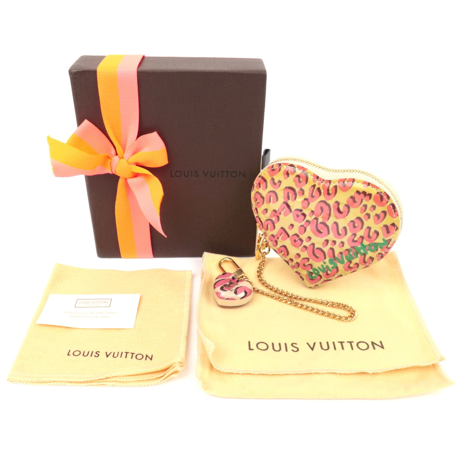 Louis Vuitton Monogram Vernis Leopard Porte Monnaie Coeur Coin Case Broncorail M91473